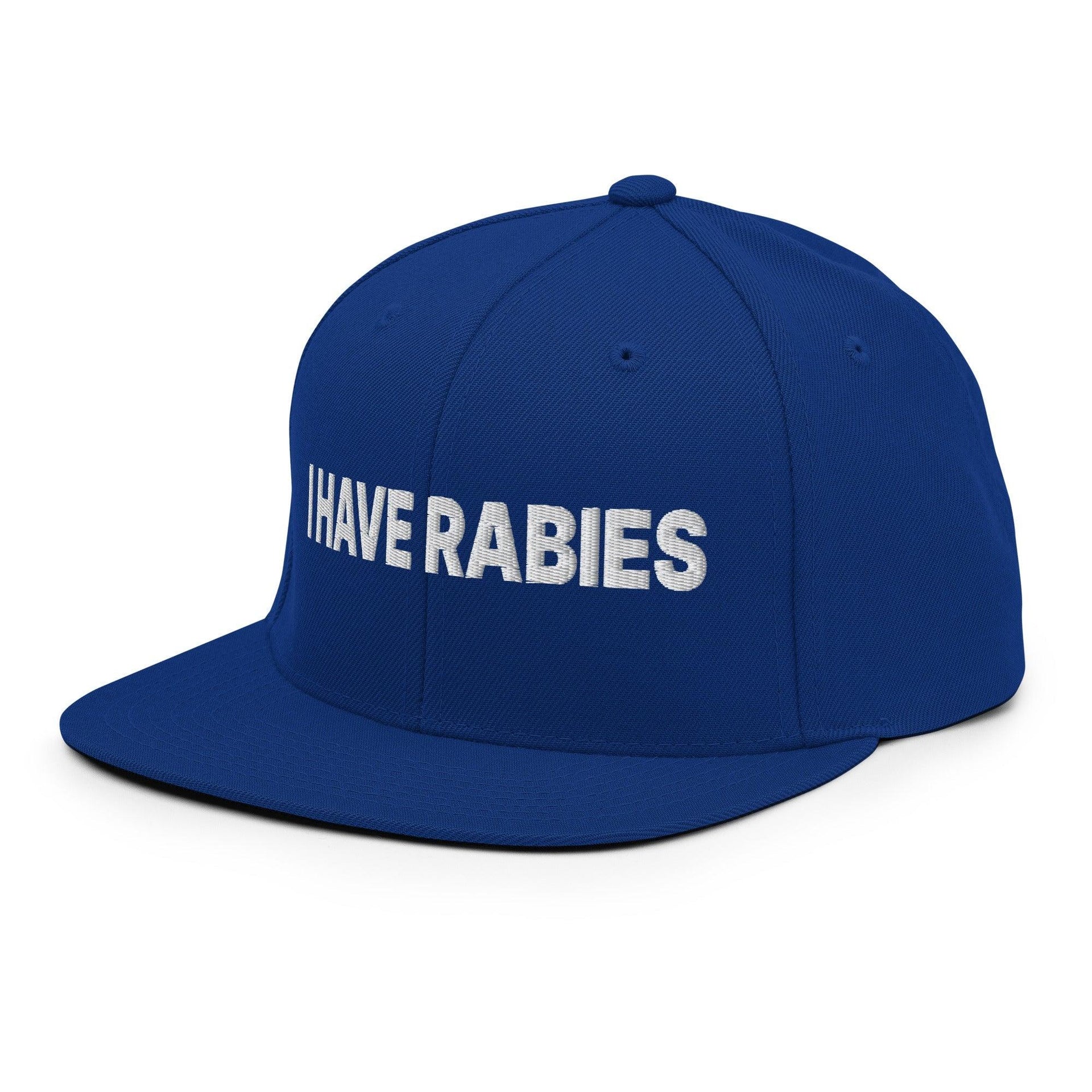 I Have Rabies Embroidered Flat Bill Brim Snapback Hat Capital Crowns Funny Snapback Hats
