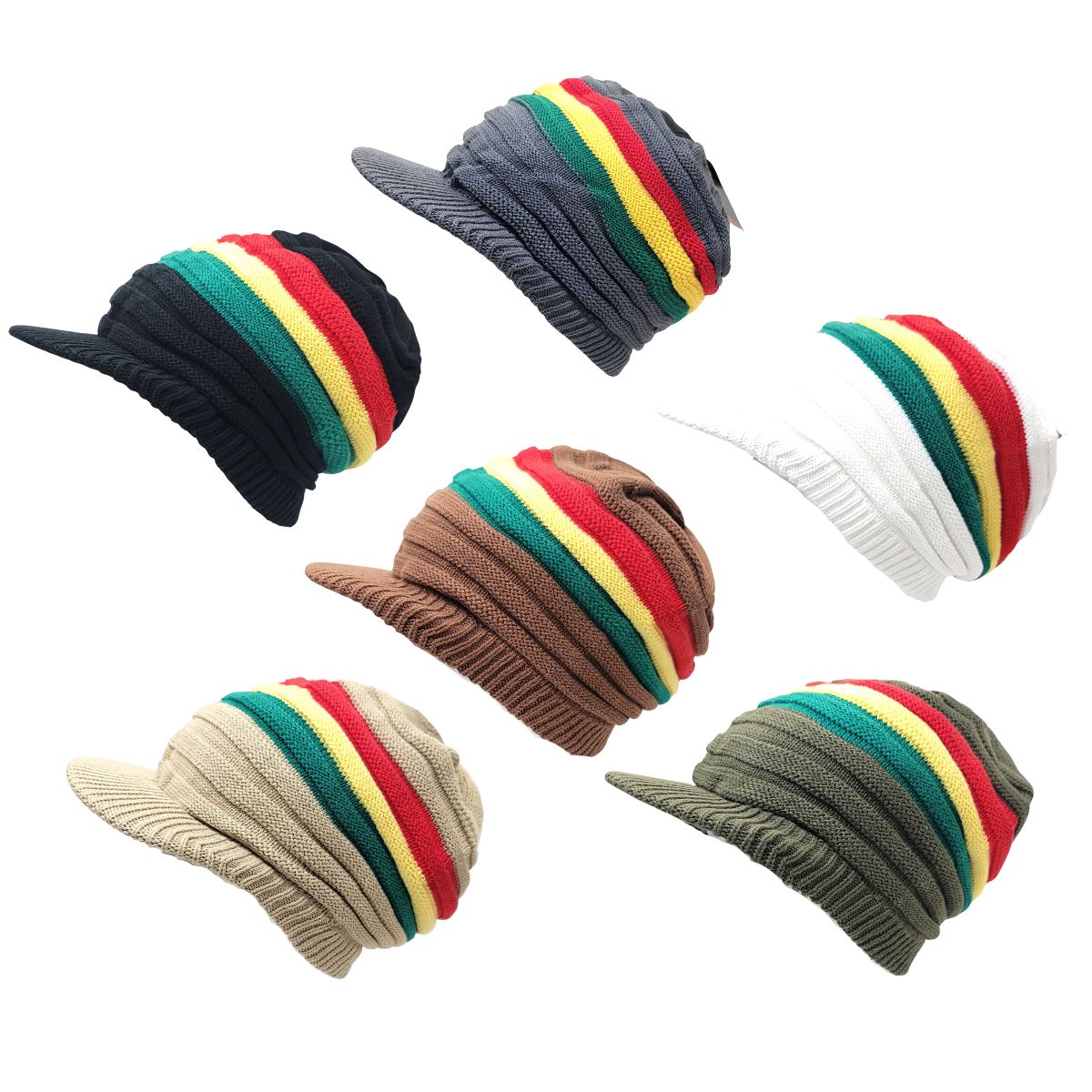 RASTA Knitted Visor Beanie-RV0002RYG, Cotton, OSFA