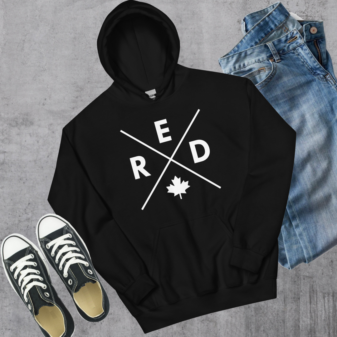 Red Deer X Hoodie Black Alberta Canadian City Apparel