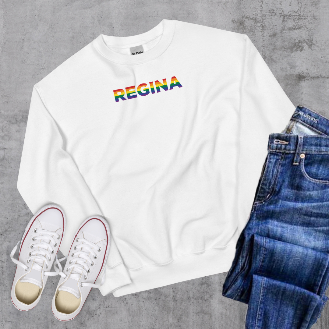 Regina Pride Crewneck White Canadian City Apparel