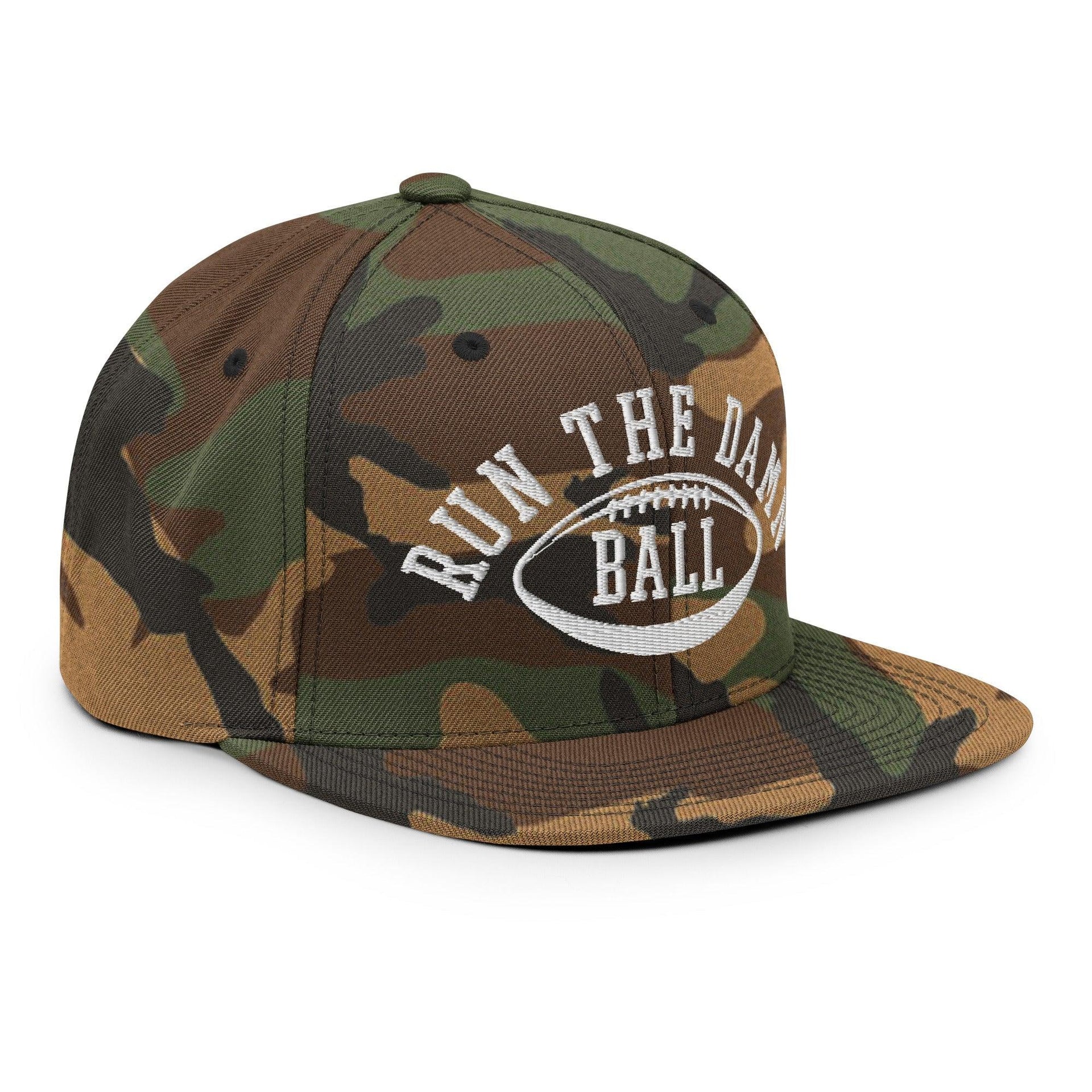 Run The Damn Ball Embroidered Flat Bill Brim Snapback Hat Capital Crowns Football Snapback Hats
