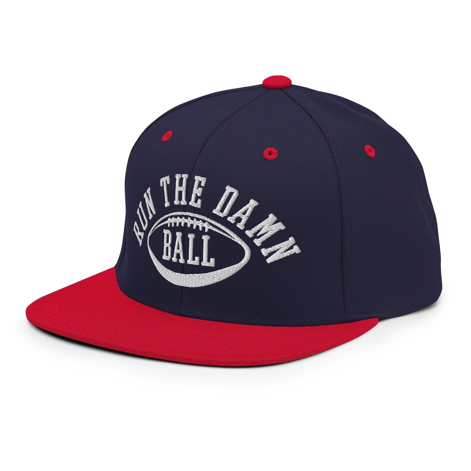 Run The Damn Ball Embroidered Flat Bill Brim Snapback Hat Capital Crowns Football Snapback Hats