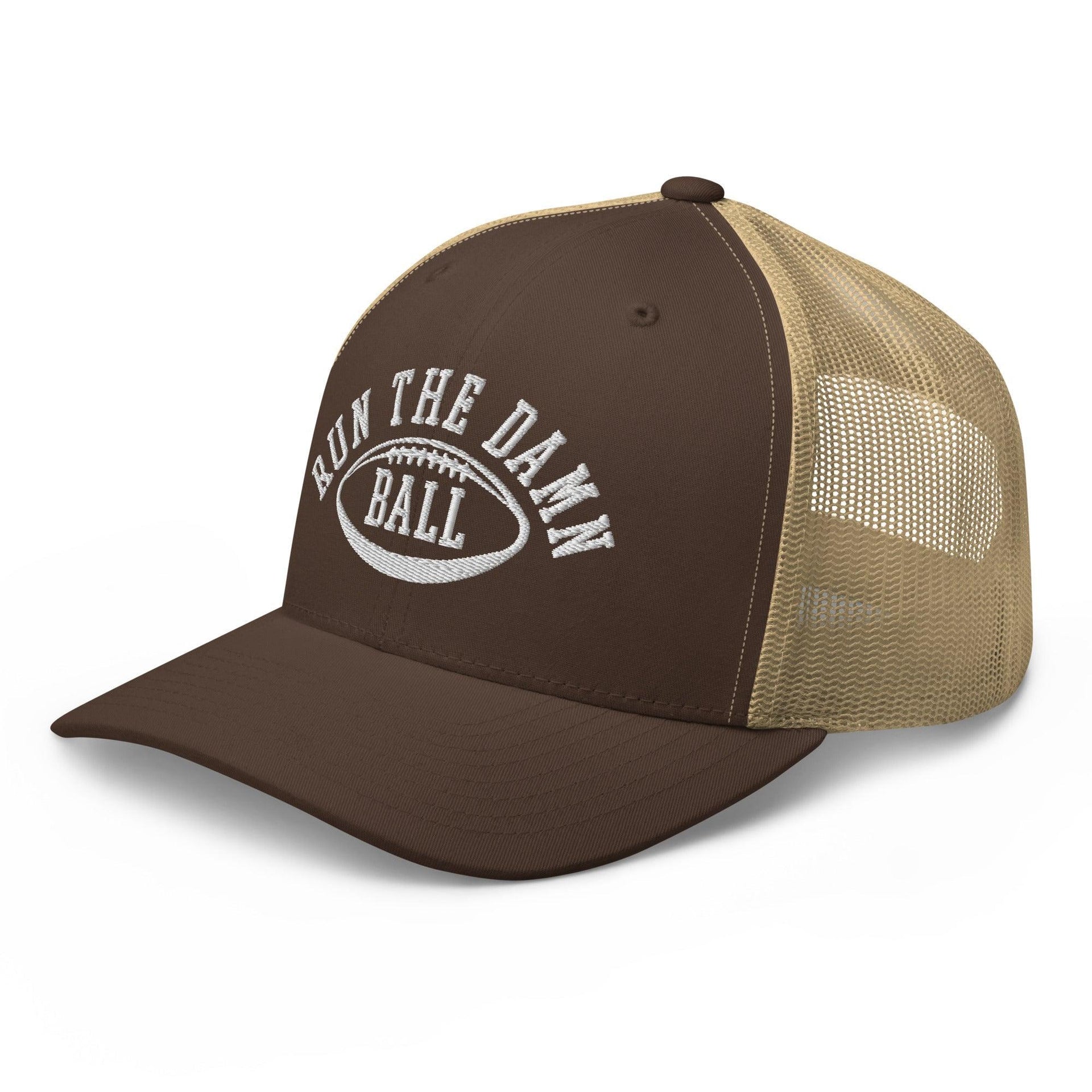 Run The Damn Ball Embroidered Mesh Trucker Hat Capital Crowns Football Trucker Hats