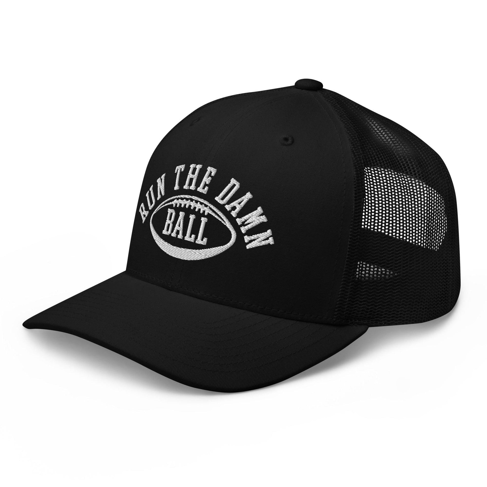 Run The Damn Ball Embroidered Mesh Trucker Hat Capital Crowns Football Trucker Hats