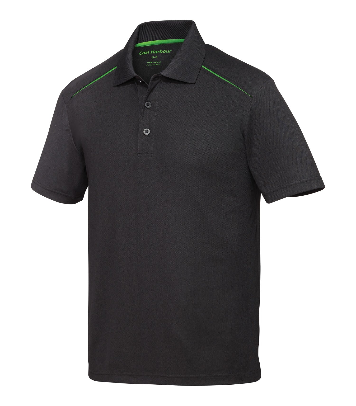 CoalHarbour - COAL HARBOUR® SNAG RESISTANT CONTRAST INSET POLO. - S4002 Black Lime CoalHarbour S4002