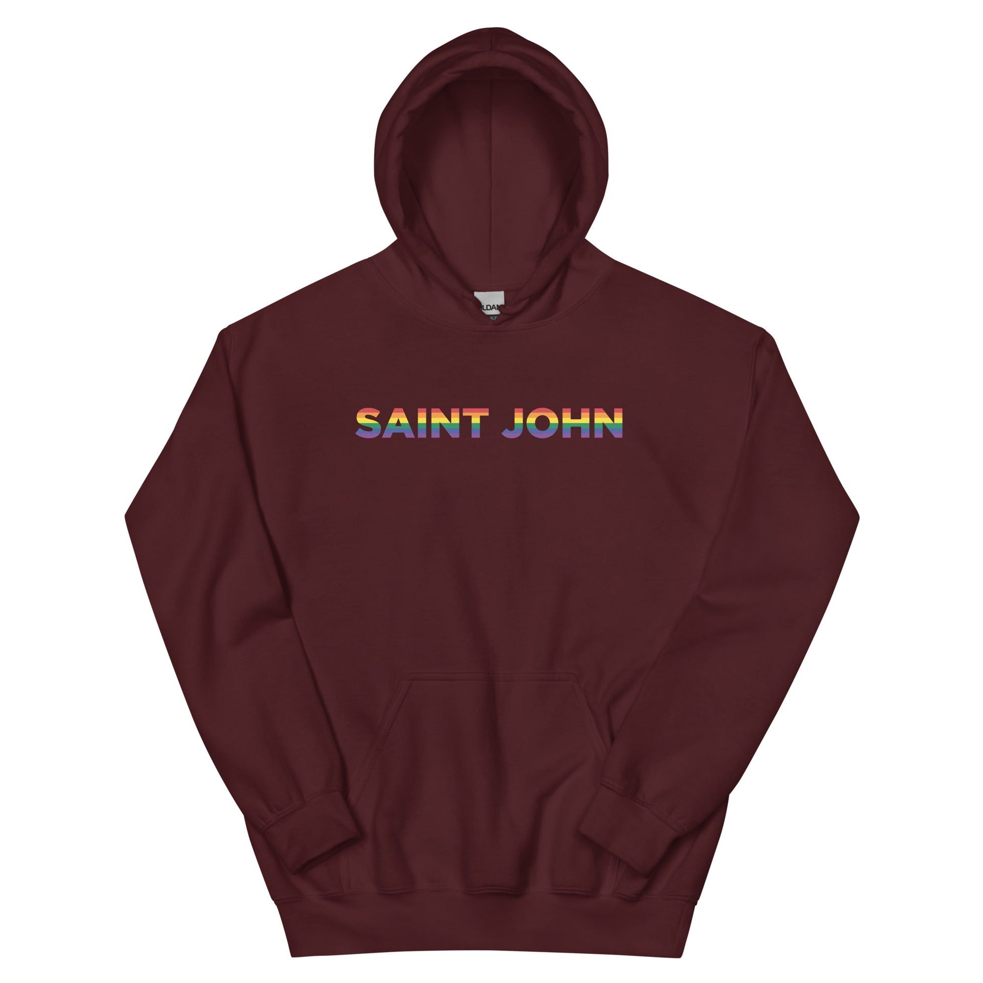Saint John Pride Hoodie Maroon Canadian City Apparel