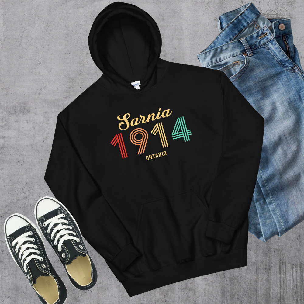 Sarnia Vintage Hoodie Black Canadian City Apparel