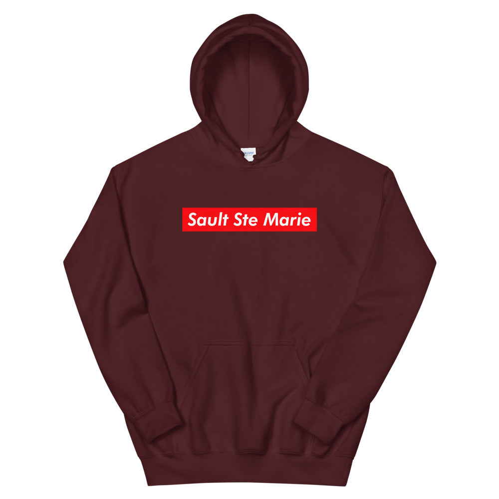 Sault Ste Marie Supreme'd Hoodie Maroon Canadian City Apparel