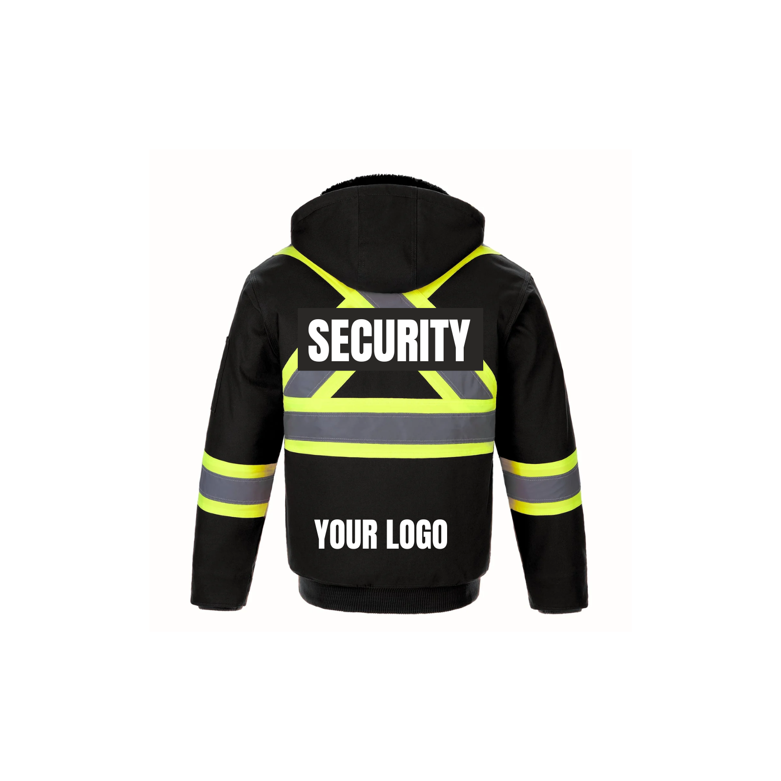 Security Hi-Vis Cotton Canvas Bomber Jacket – With Detachable Hood Security