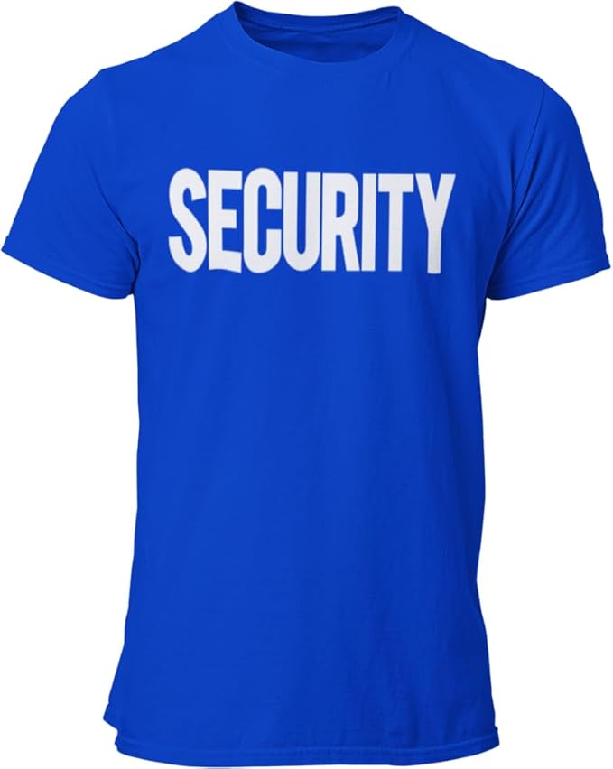 Security T-Shirt – Front & Back Print Staff Event Uniform Blue security