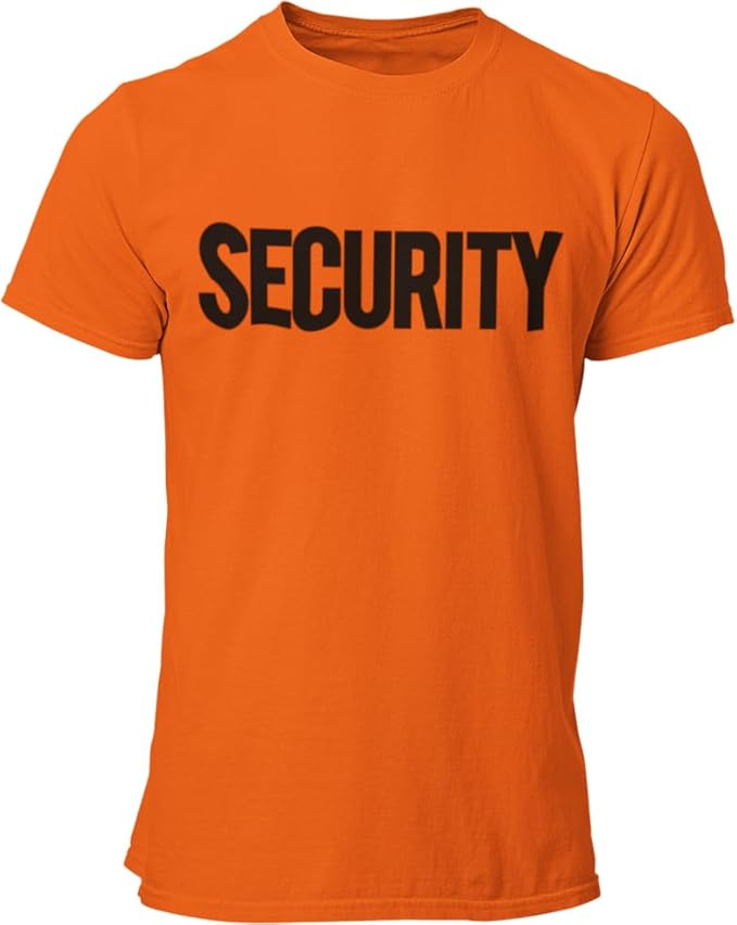 Security T-Shirt – Front & Back Print Staff Event Uniform Orange security