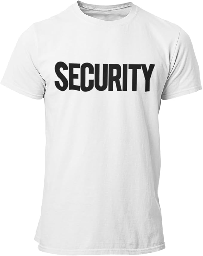 Security T-Shirt – Front & Back Print Staff Event Uniform White security