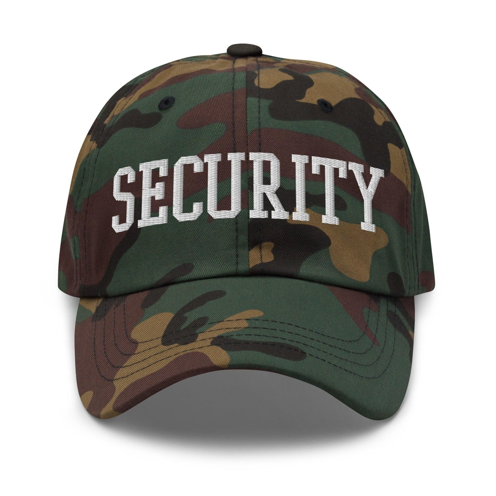 Security Uniform Work Block Embroidered Dad Hat Green Camo Capital Crowns Dad Hats Security Work