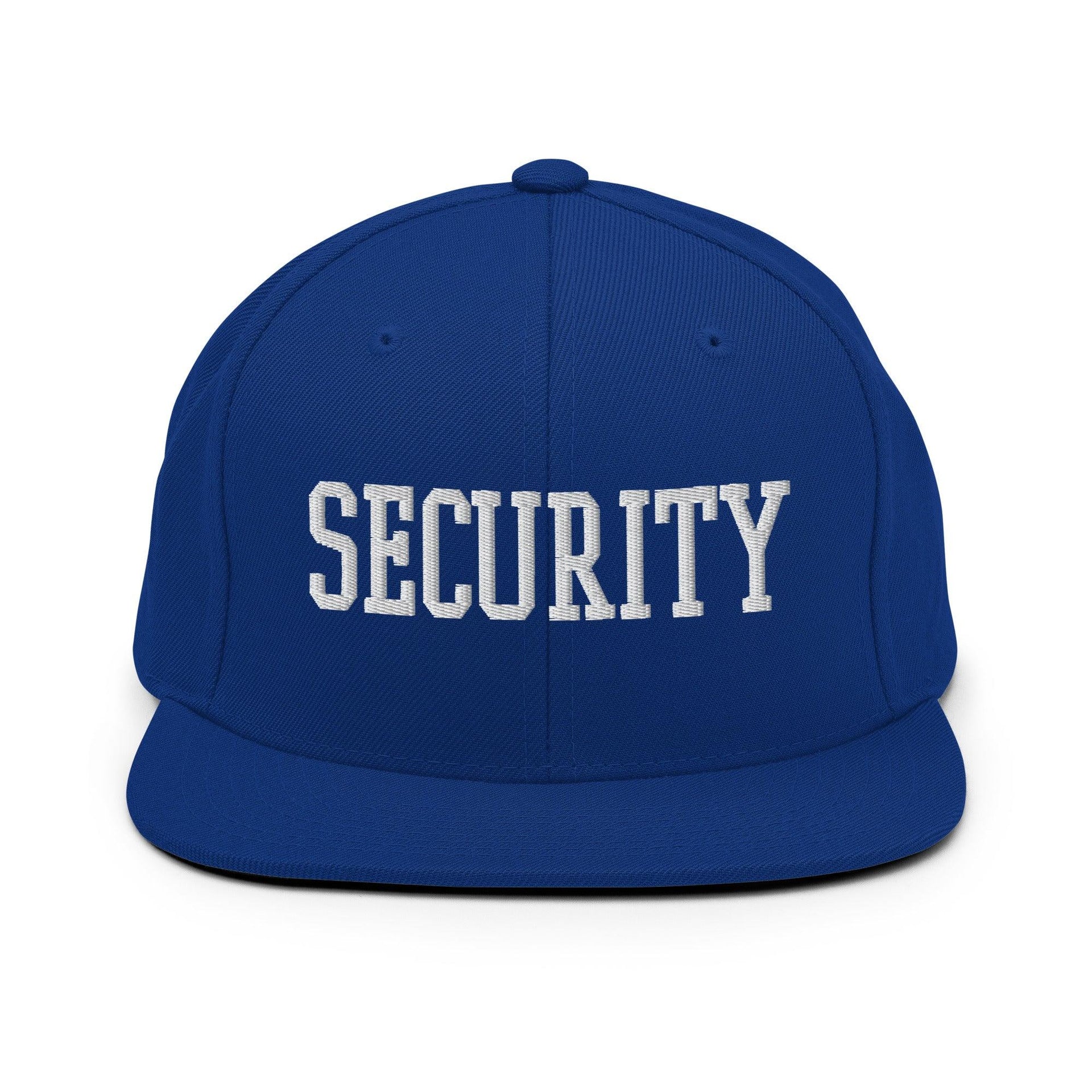 Security Uniform Work Block Embroidered Flat Bill Brim Snapback Hat Royal Blue Capital Crowns Security Snapback Hats Work