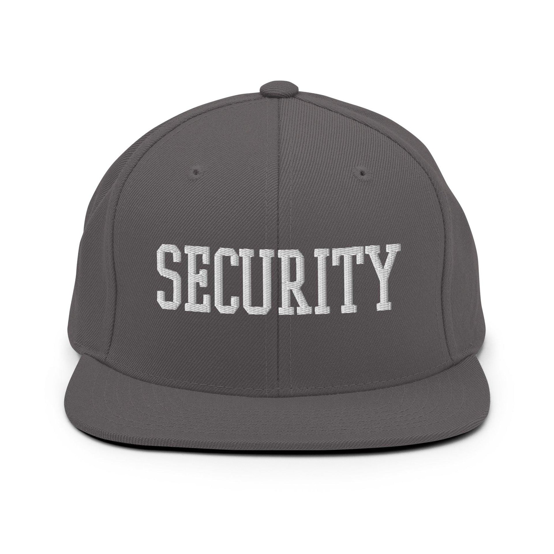 Security Uniform Work Block Embroidered Flat Bill Brim Snapback Hat Dark Grey Capital Crowns Security Snapback Hats Work