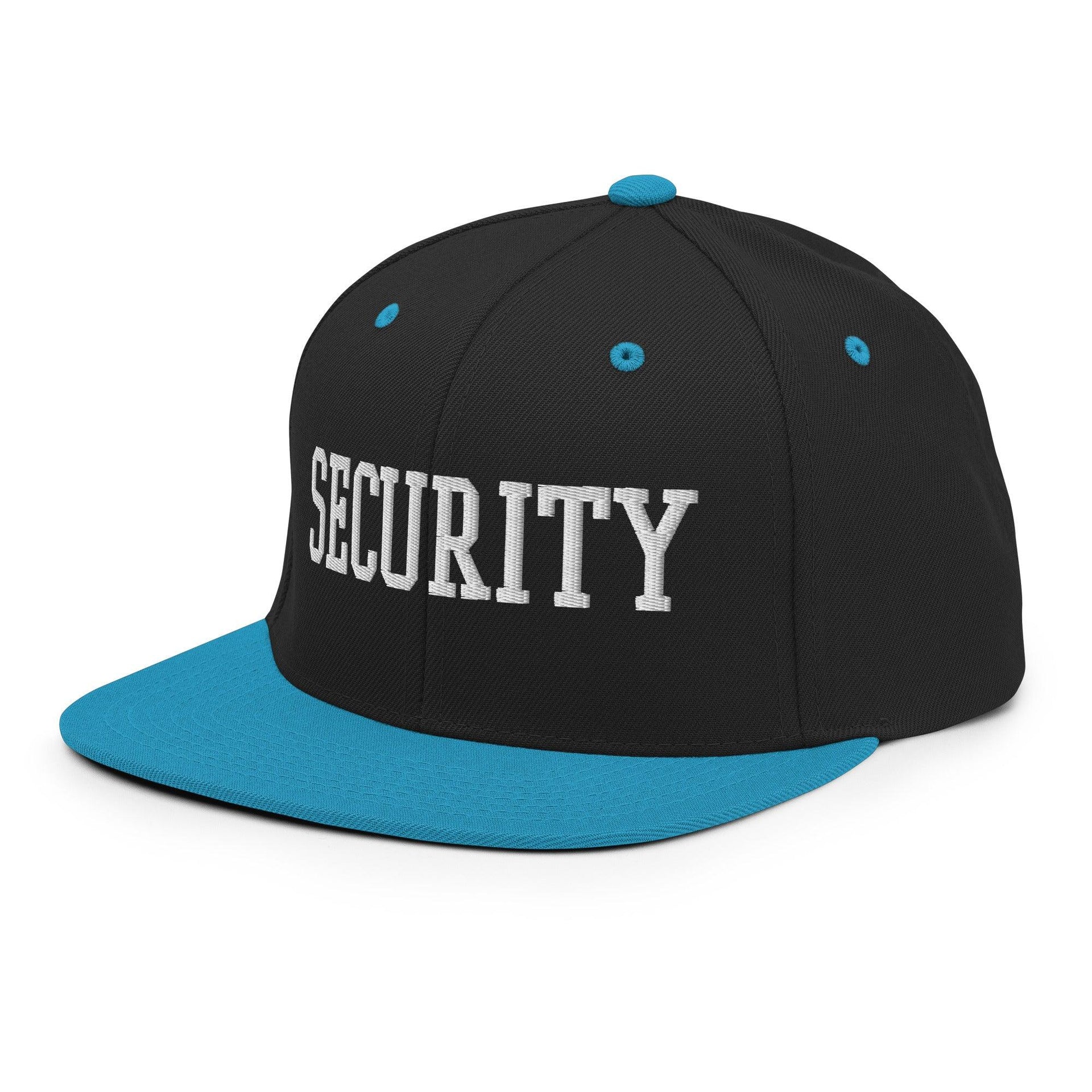 Security Uniform Work Block Embroidered Flat Bill Brim Snapback Hat Capital Crowns Security Snapback Hats Work