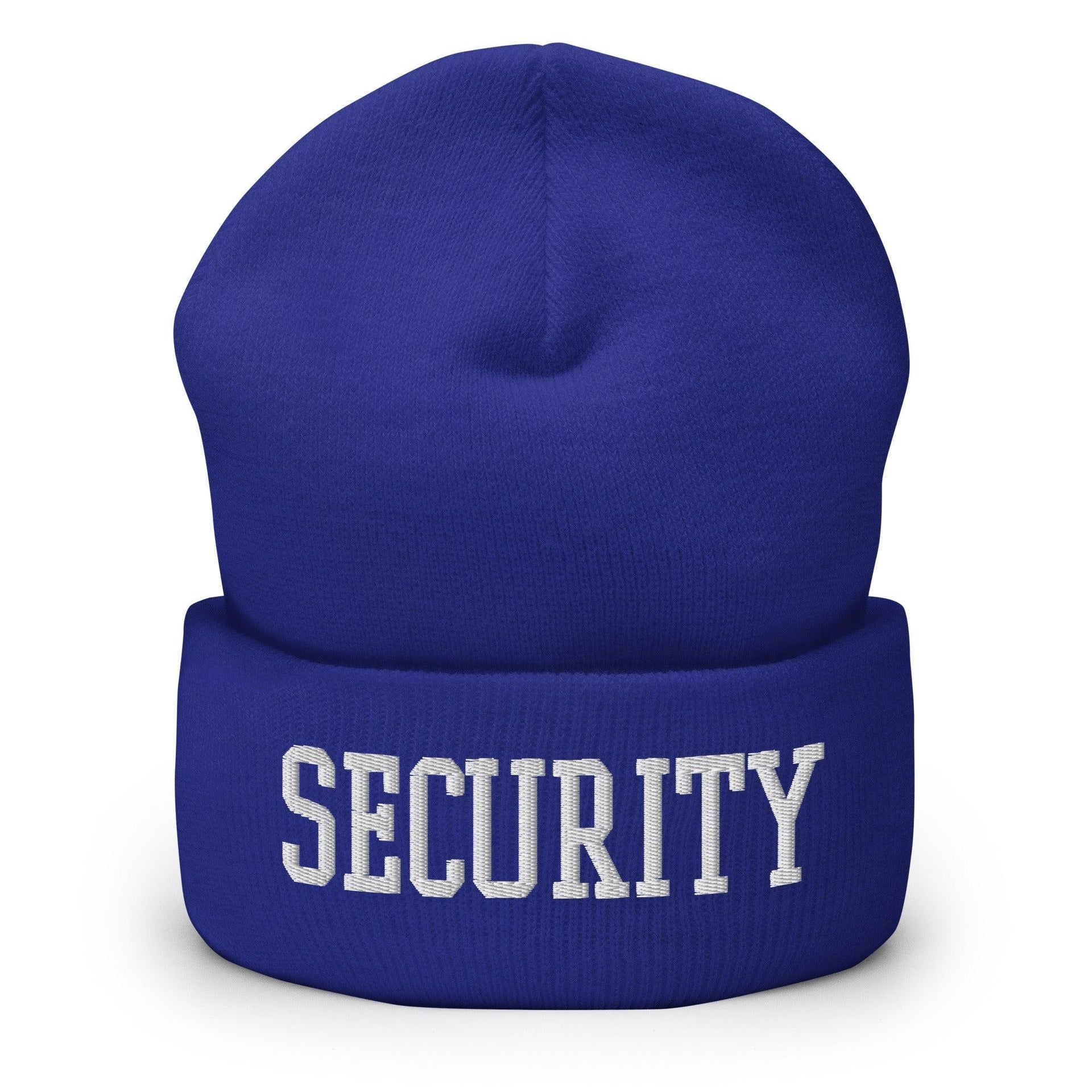 Security Uniform Work Block Embroidered Knit Cuffed Beanie Royal Beanies Capital Crowns Security Work