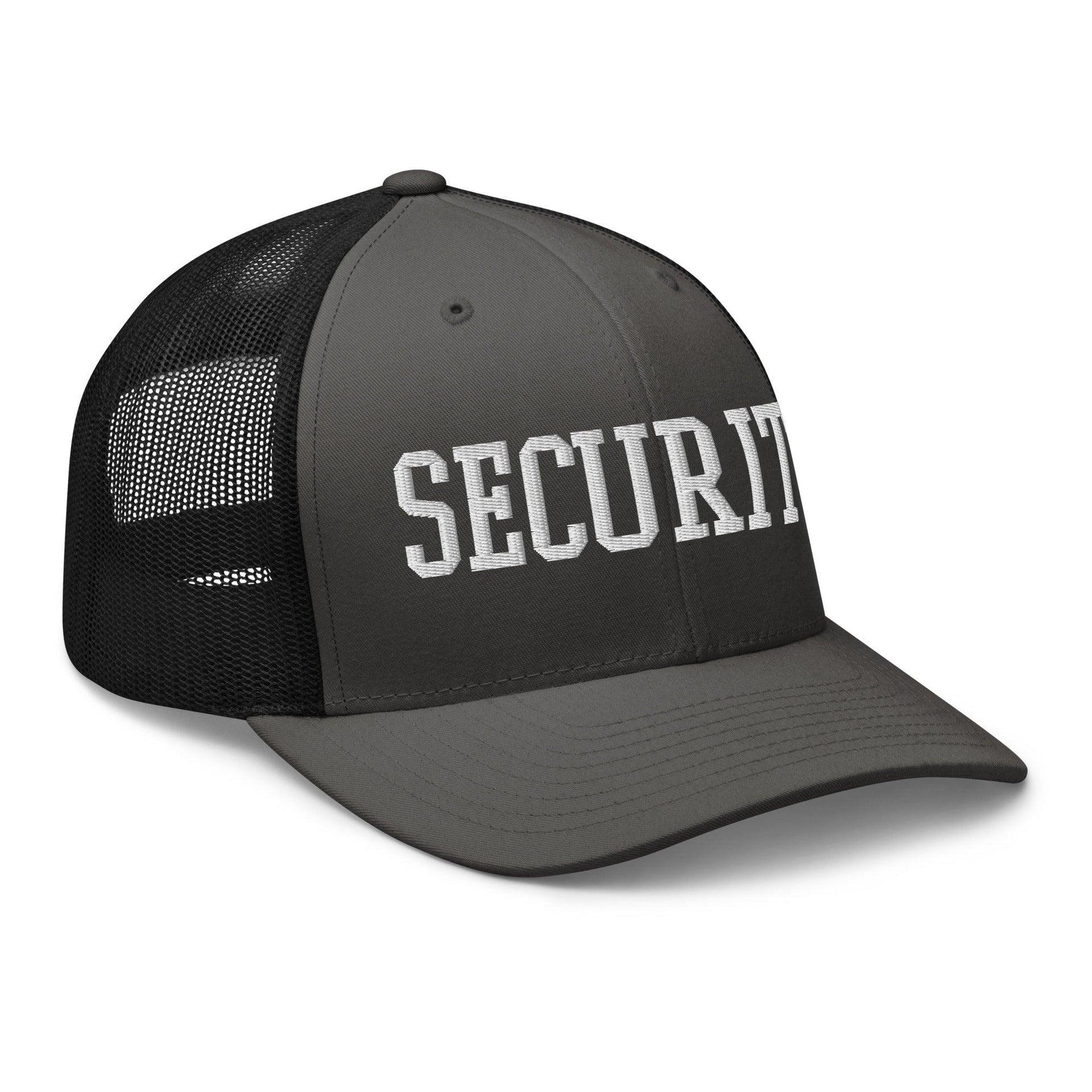 Security Uniform Work Block Embroidered Mesh Trucker Hat Capital Crowns Security Trucker Hats Work