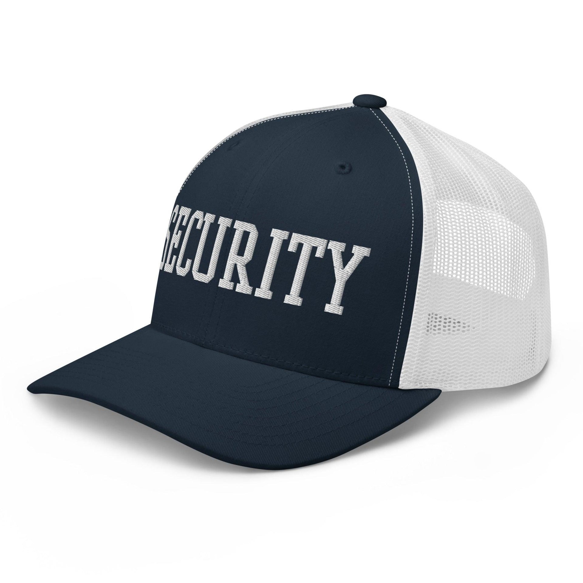 Security Uniform Work Block Embroidered Mesh Trucker Hat Capital Crowns Security Trucker Hats Work
