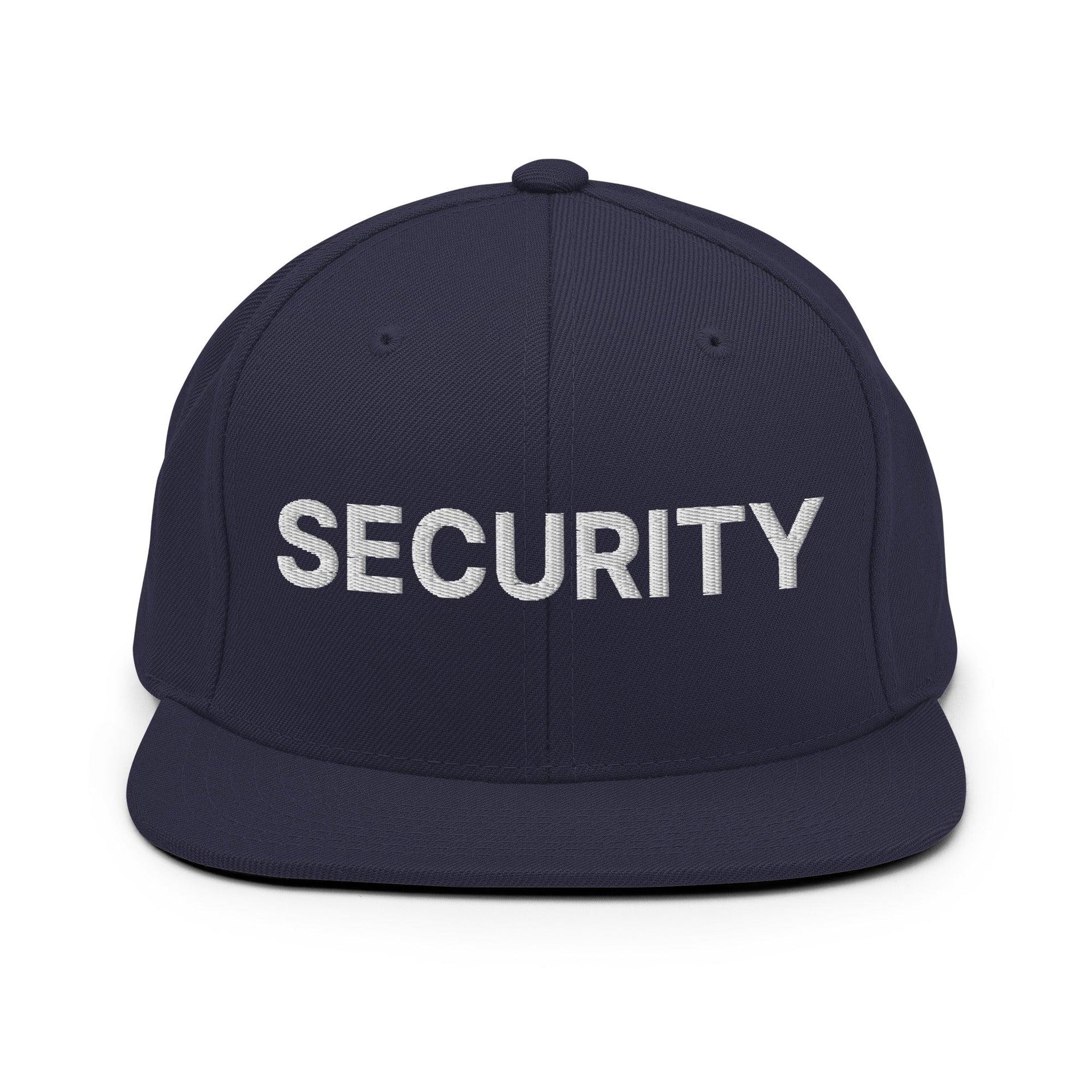Security Uniform Work Embroidered Flat Bill Brim Snapback Hat Navy Capital Crowns Security Snapback Hats Work