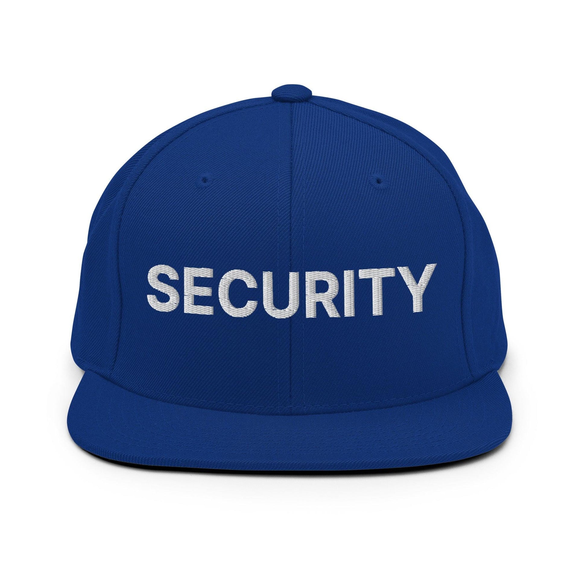 Security Uniform Work Embroidered Flat Bill Brim Snapback Hat Royal Blue Capital Crowns Security Snapback Hats Work