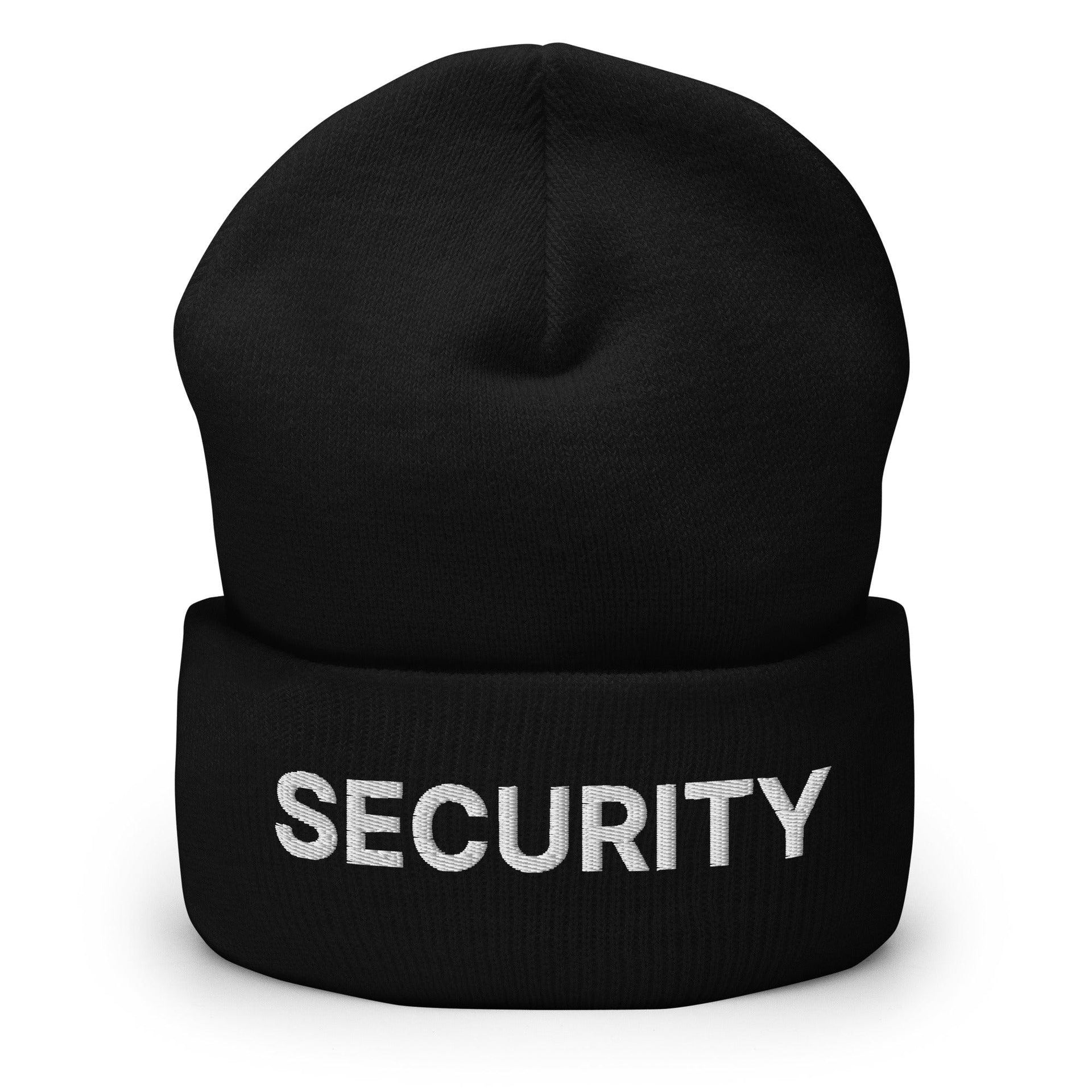 Security Uniform Work Embroidered Knit Cuffed Beanie Black Beanies Capital Crowns Security Work