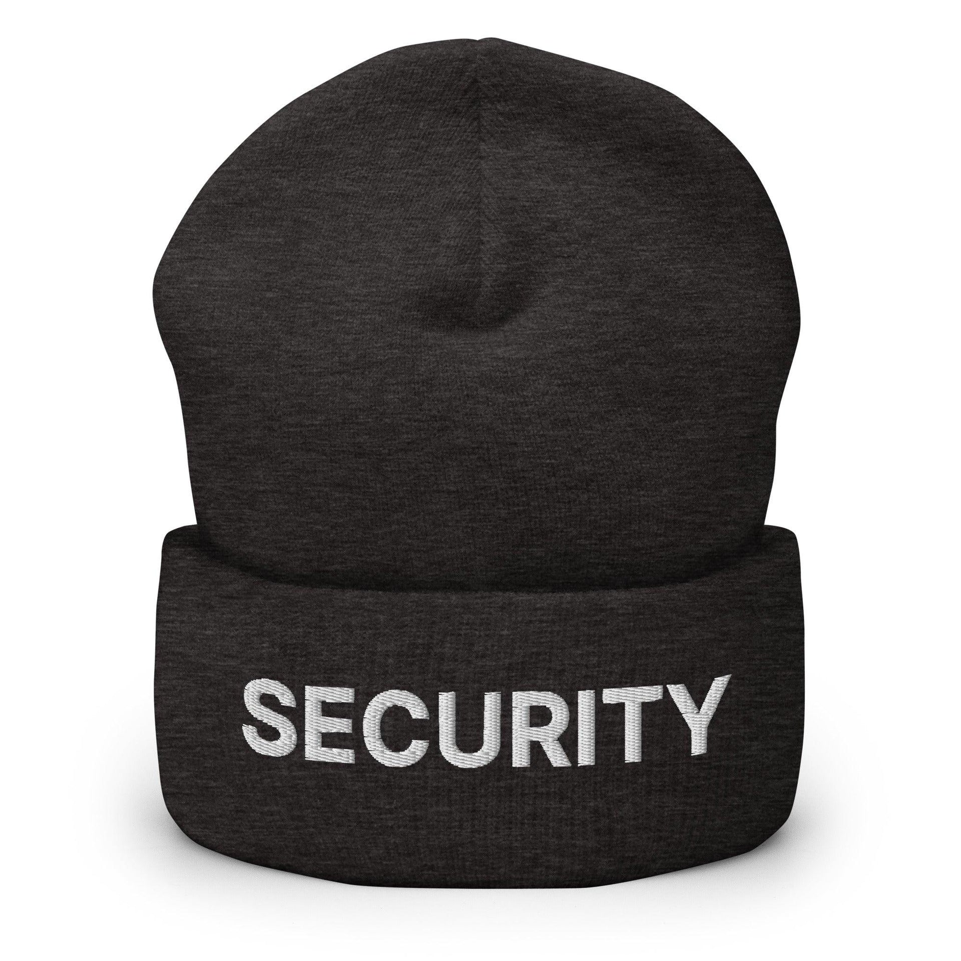 Security Uniform Work Embroidered Knit Cuffed Beanie Dark Grey Beanies Capital Crowns Security Work