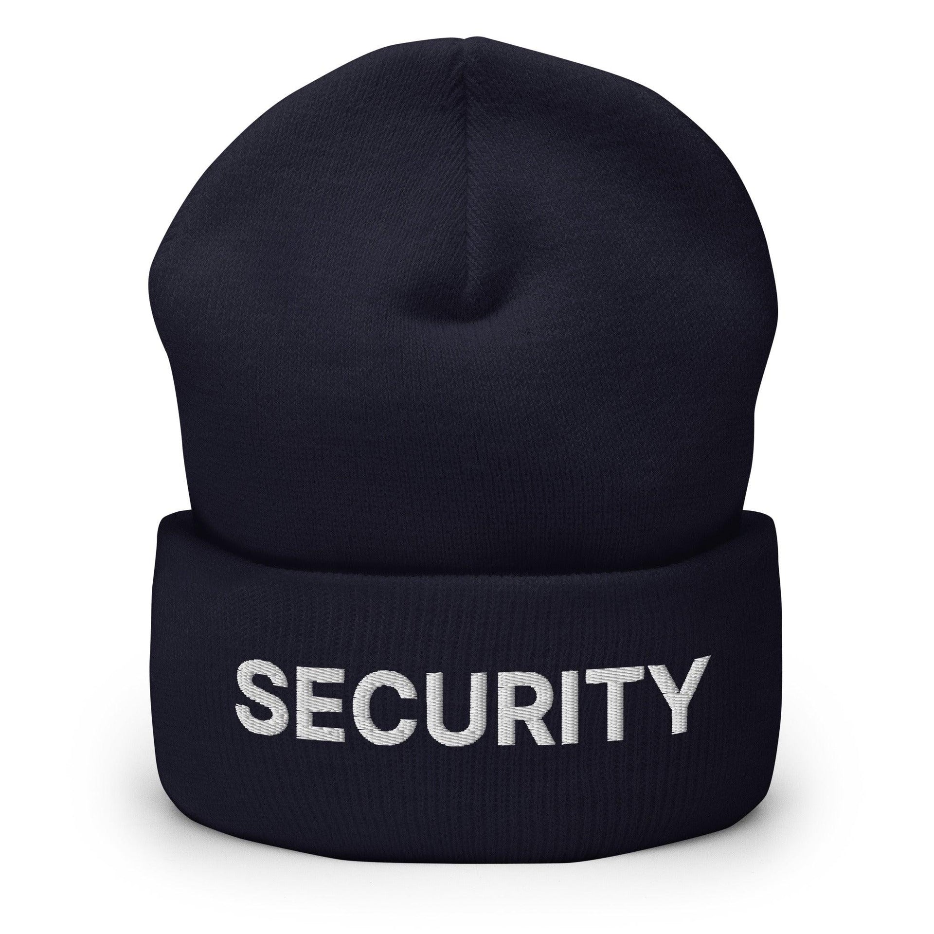 Security Uniform Work Embroidered Knit Cuffed Beanie Navy Beanies Capital Crowns Security Work