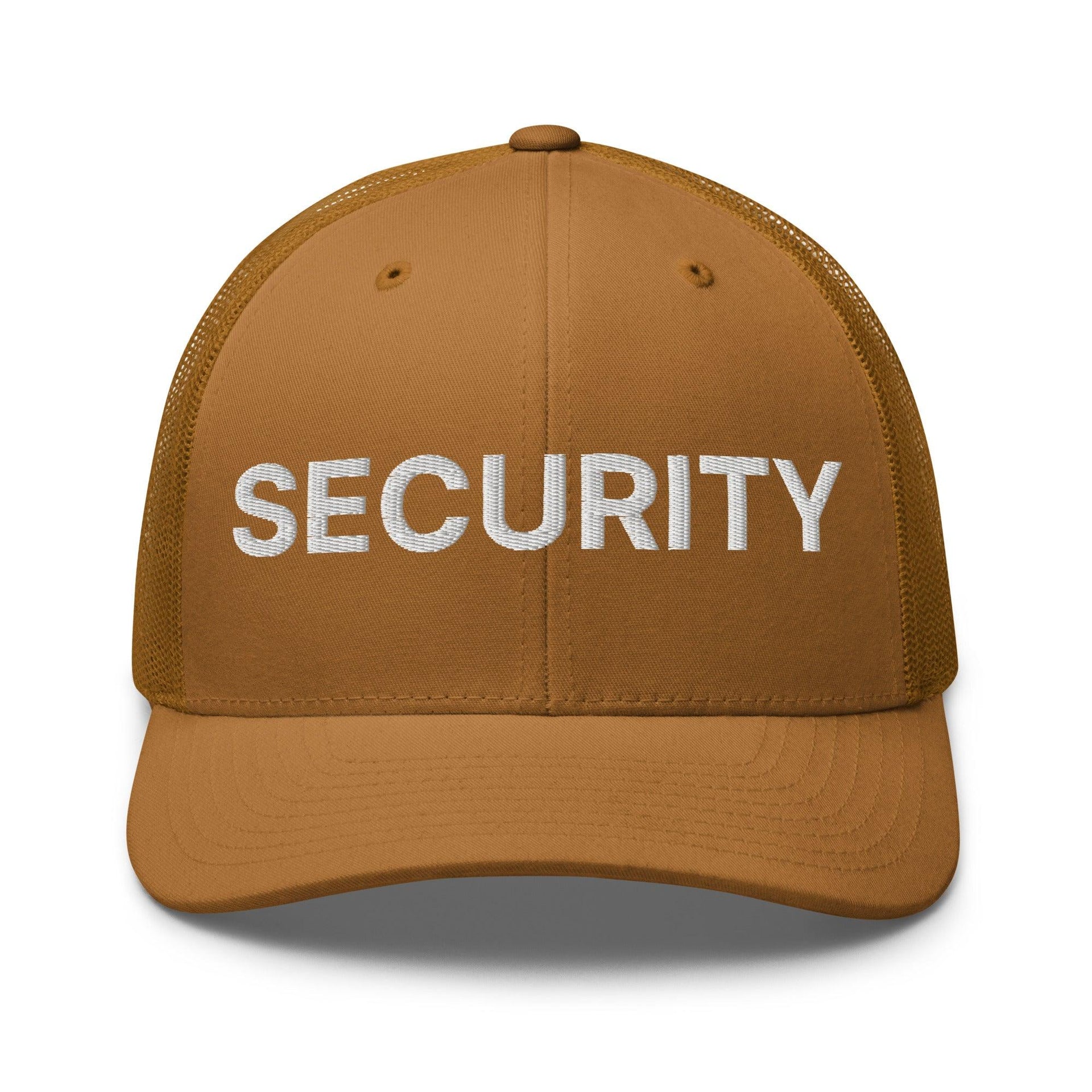 Security Uniform Work Embroidered Mesh Trucker Hat Caramel Capital Crowns Security Trucker Hats Work