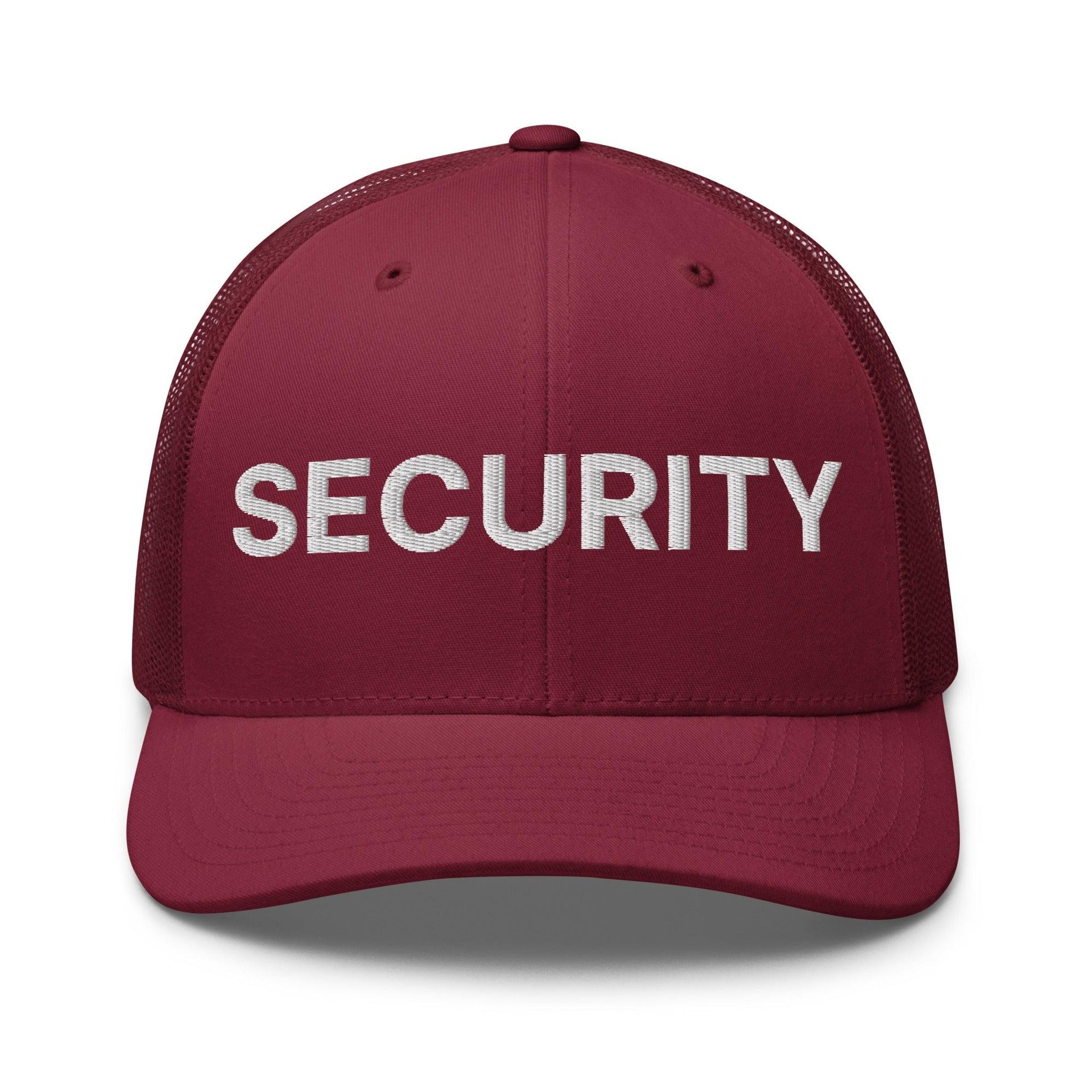 Security Uniform Work Embroidered Mesh Trucker Hat Cranberry Capital Crowns Security Trucker Hats Work