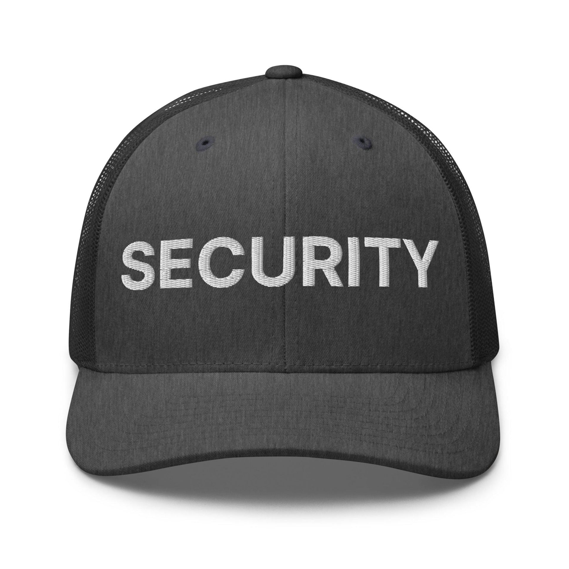 Security Uniform Work Embroidered Mesh Trucker Hat Dark Heather Gray Capital Crowns Security Trucker Hats Work