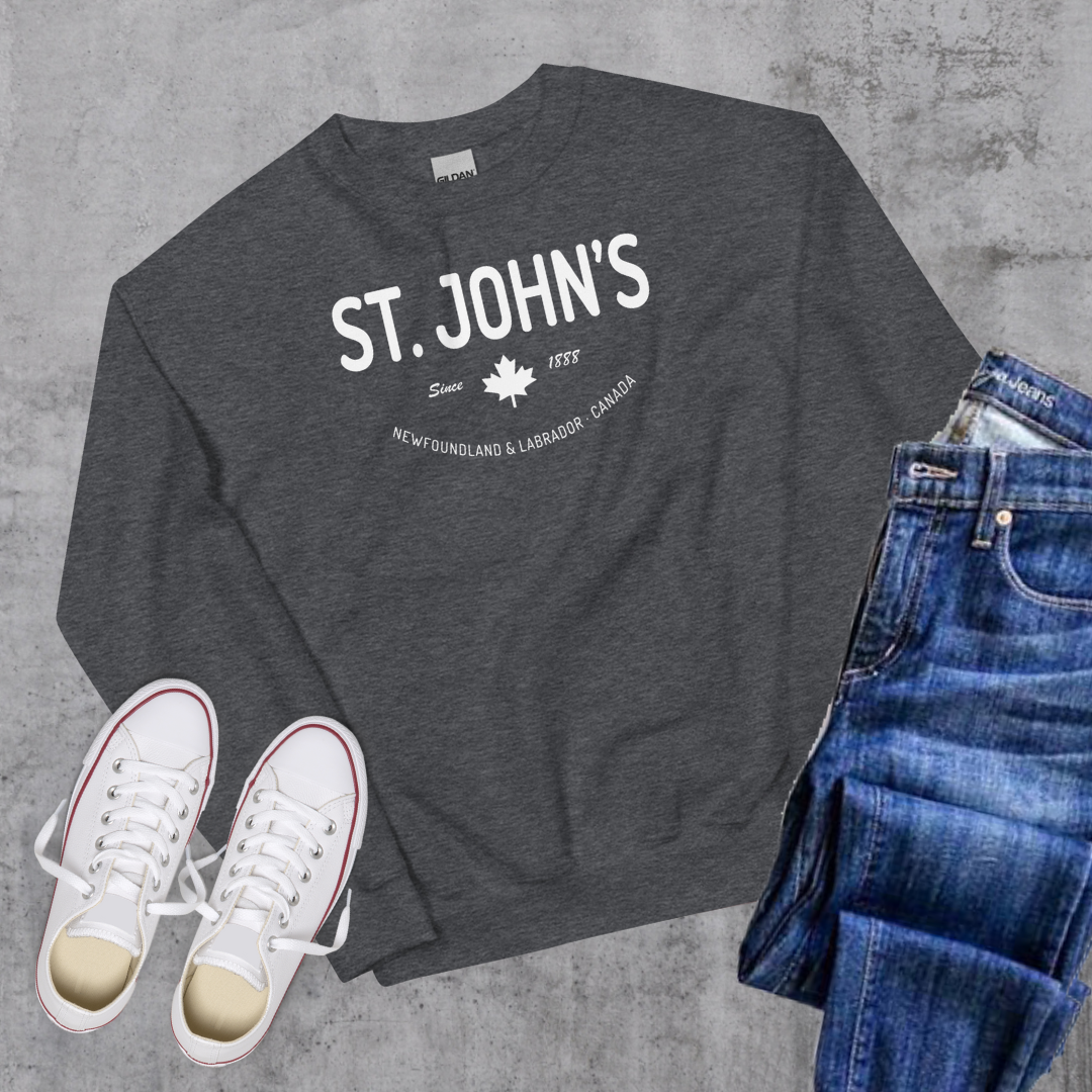 St. John's Since 1888 Crewneck Dark Heather Canadian City Apparel