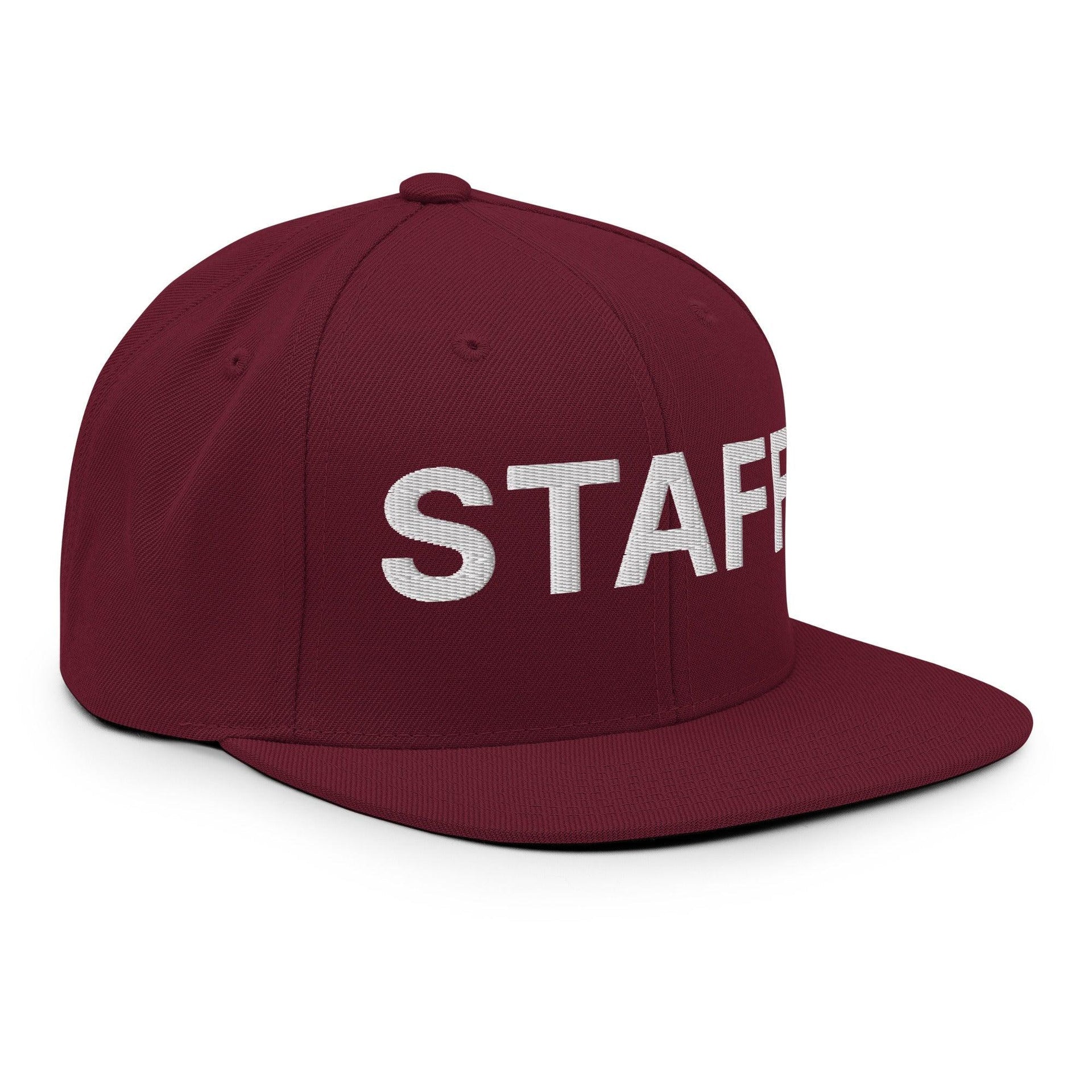 Staff Uniform Work Embroidered Flat Bill Brim Snapback Hat Capital Crowns Snapback Hats Work