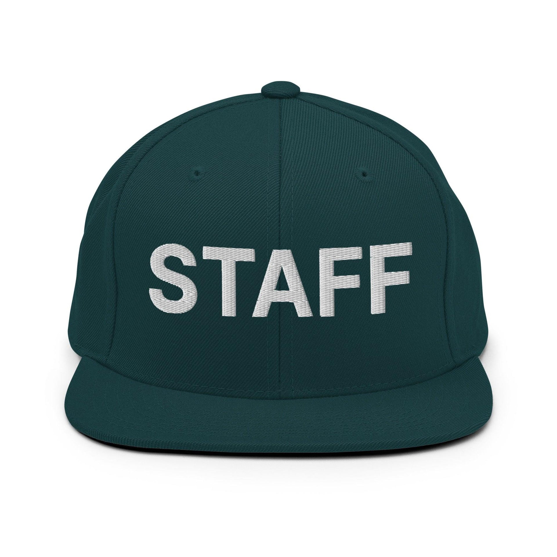 Staff Uniform Work Embroidered Flat Bill Brim Snapback Hat Spruce Capital Crowns Snapback Hats Work