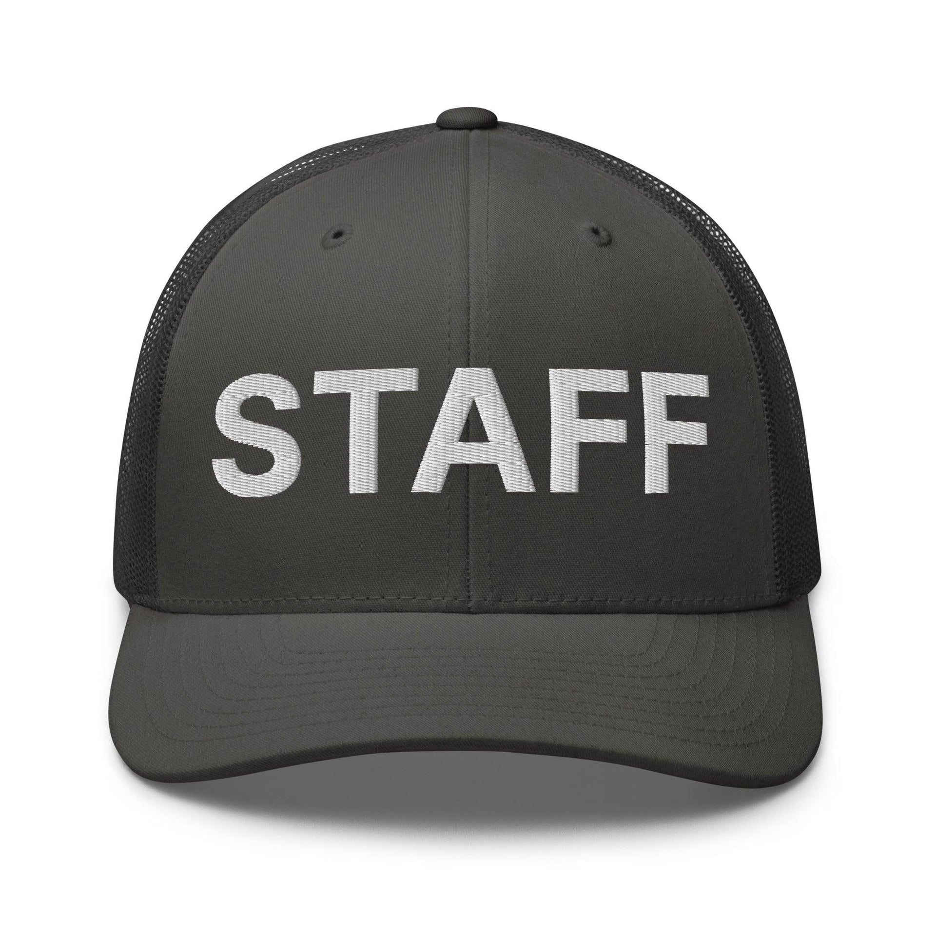 Staff Uniform Work Embroidered Mesh Trucker Hat Charcoal Capital Crowns Trucker Hats Work