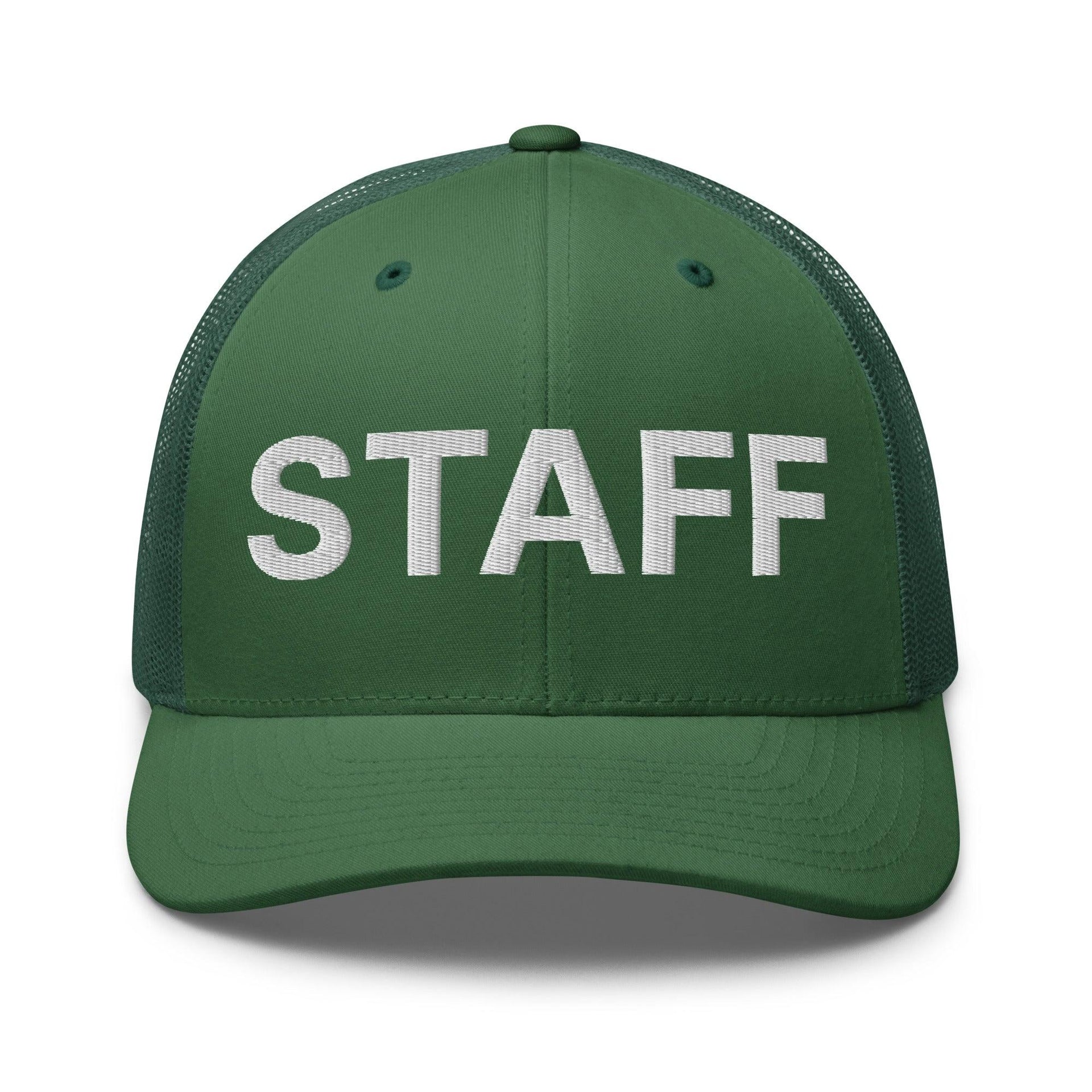 Staff Uniform Work Embroidered Mesh Trucker Hat Evergreen Capital Crowns Trucker Hats Work