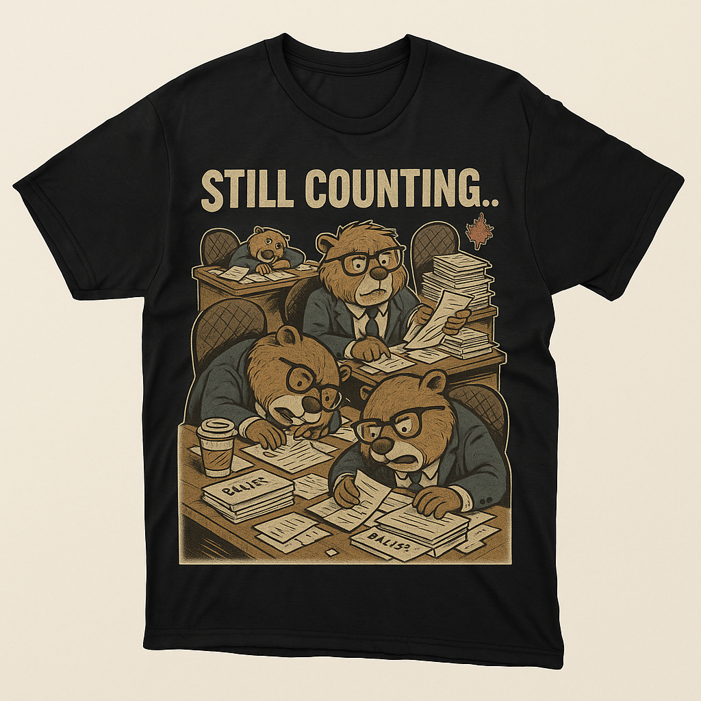 “Still Counting” – Canadian Election Chaos Tee (Beaver Edition) 4XL Canada Elections