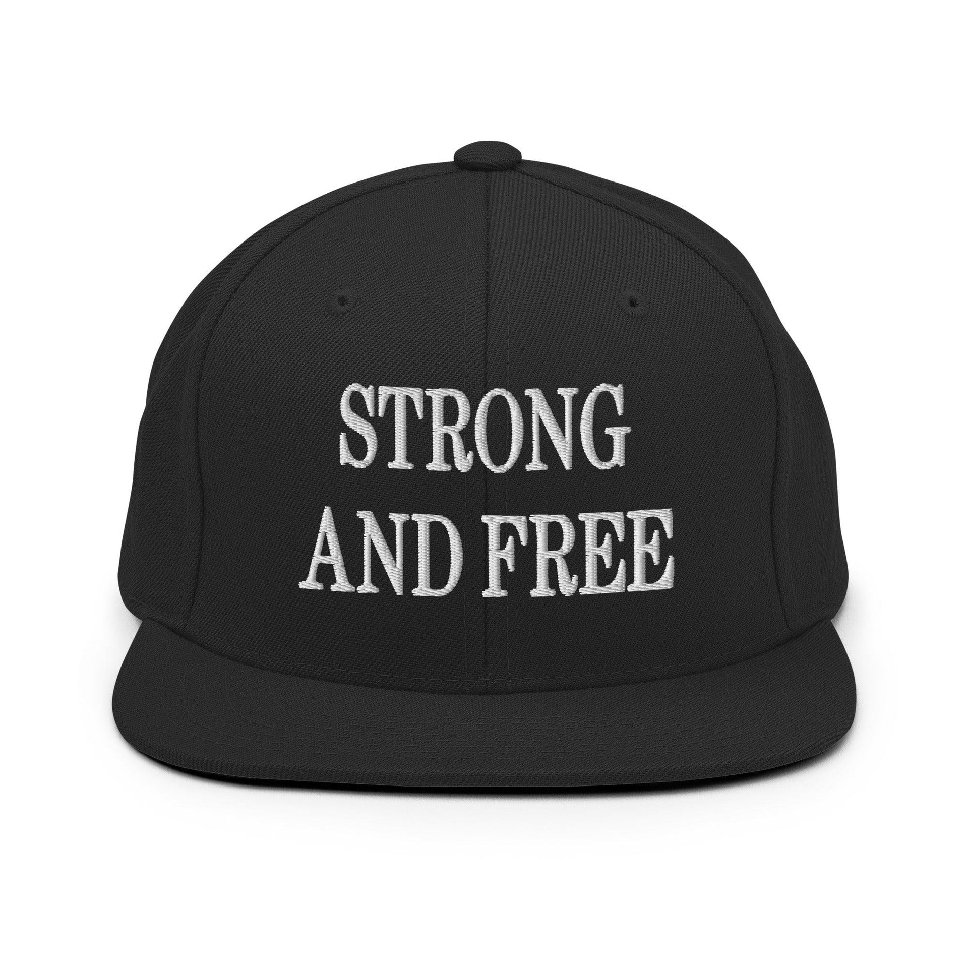 Strong and Free Embroidered Flat Bill Brim Snapback Hat Black Canada Capital Crowns Snapback Hats