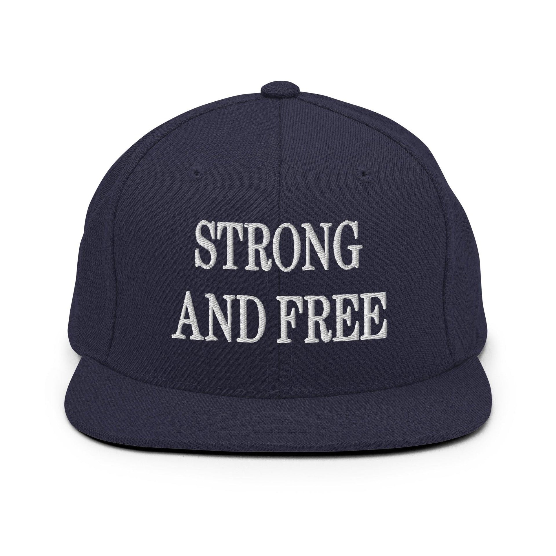 Strong and Free Embroidered Flat Bill Brim Snapback Hat Navy Canada Capital Crowns Snapback Hats