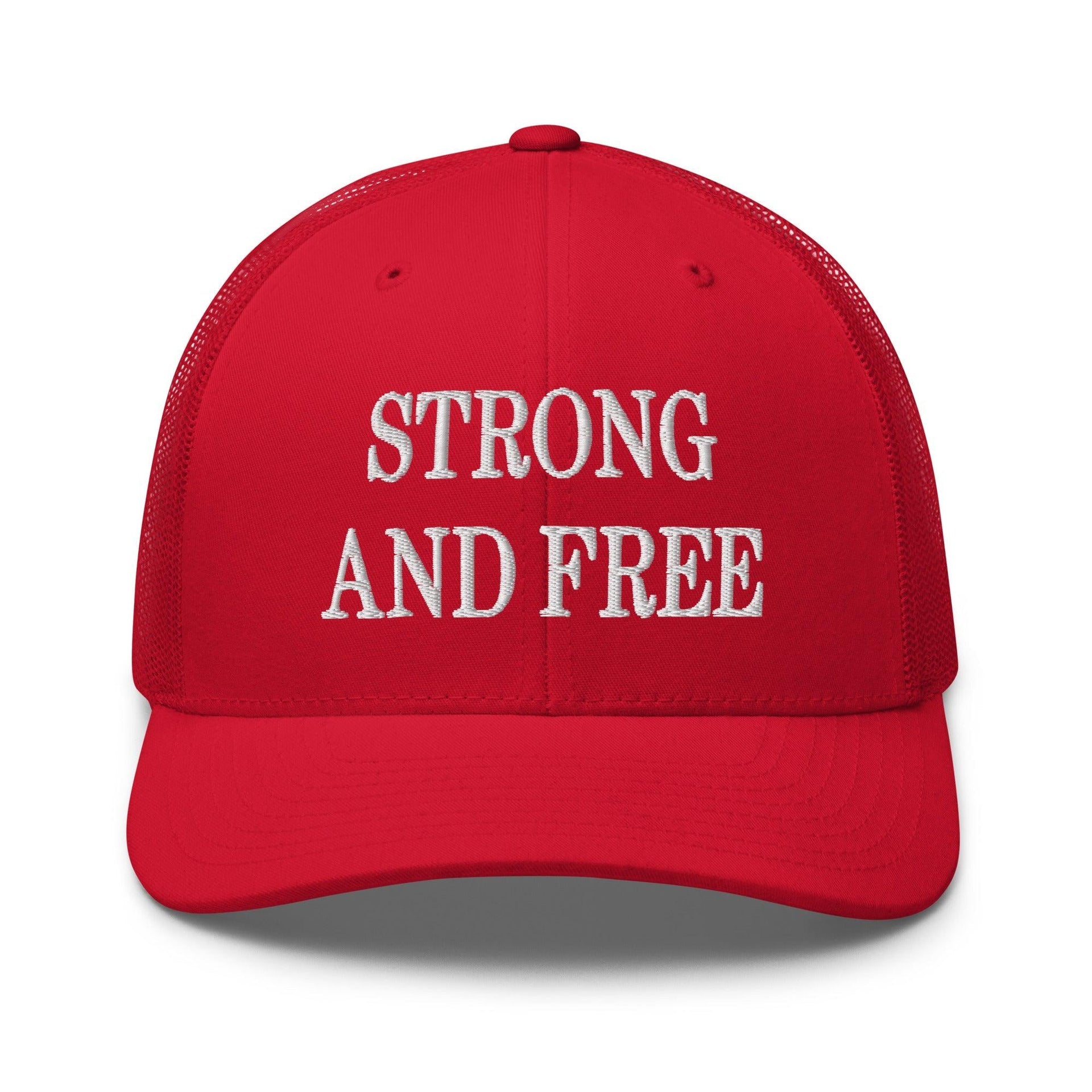 Strong and Free Embroidered Mesh Trucker Hat Red Canada Capital Crowns Trucker Hats