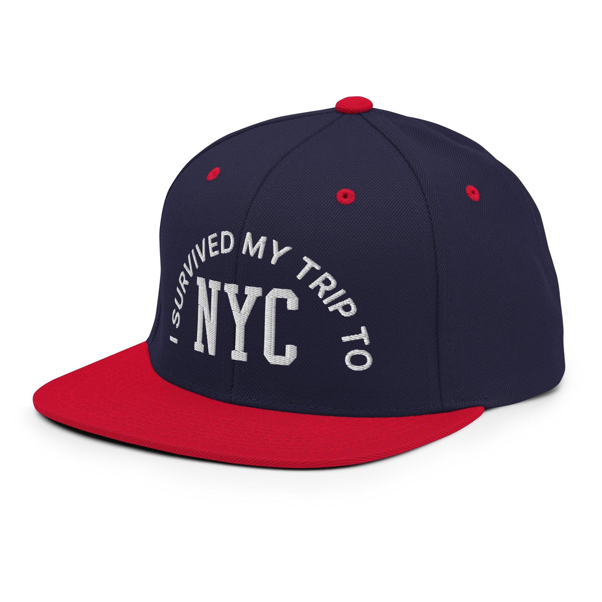 I Survived My Trip to NYC Embroidered Flat Bill Brim Snapback Hat Capital Crowns New York City NY NYC Snapback Hats