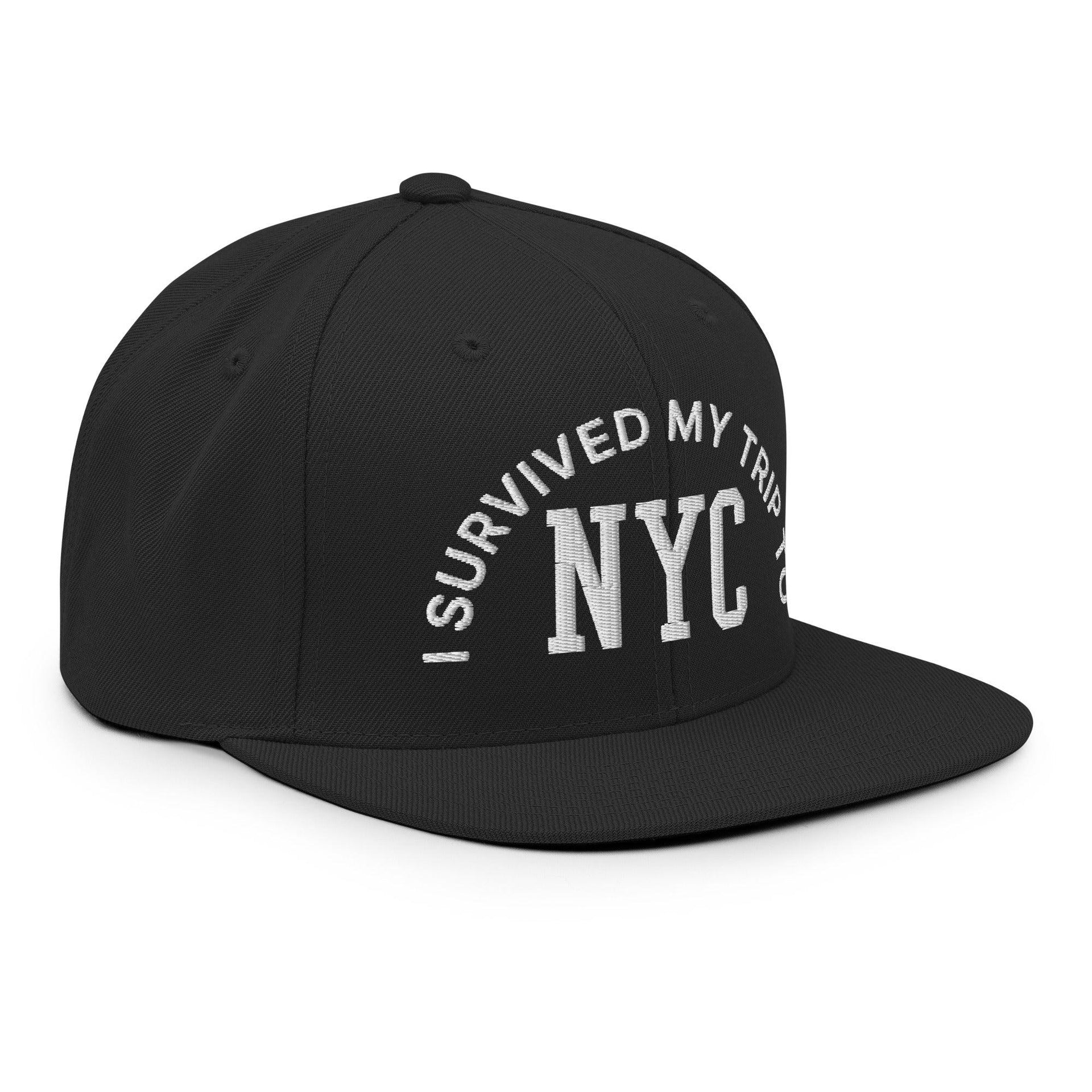 I Survived My Trip to NYC Embroidered Flat Bill Brim Snapback Hat Capital Crowns New York City NY NYC Snapback Hats
