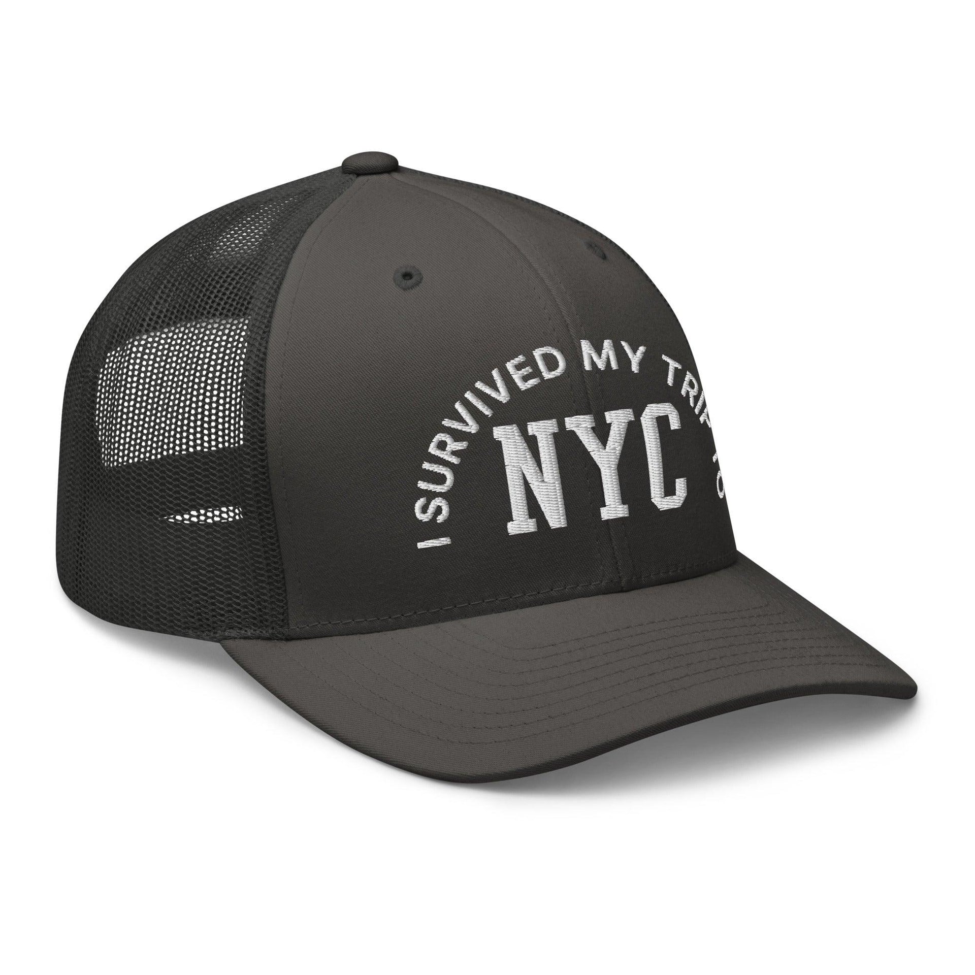 I Survived My Trip to NYC Embroidered Mesh Trucker Hat Capital Crowns New York City NY NYC Trucker Hats