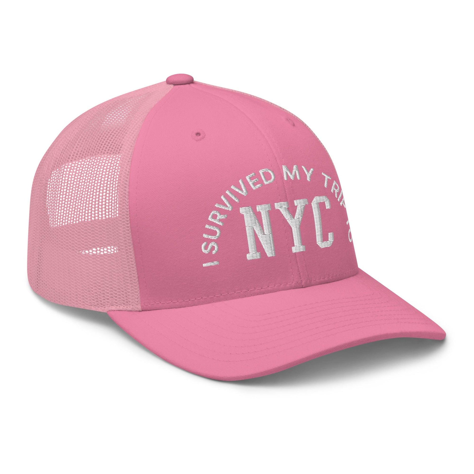 I Survived My Trip to NYC Embroidered Mesh Trucker Hat Capital Crowns New York City NY NYC Trucker Hats