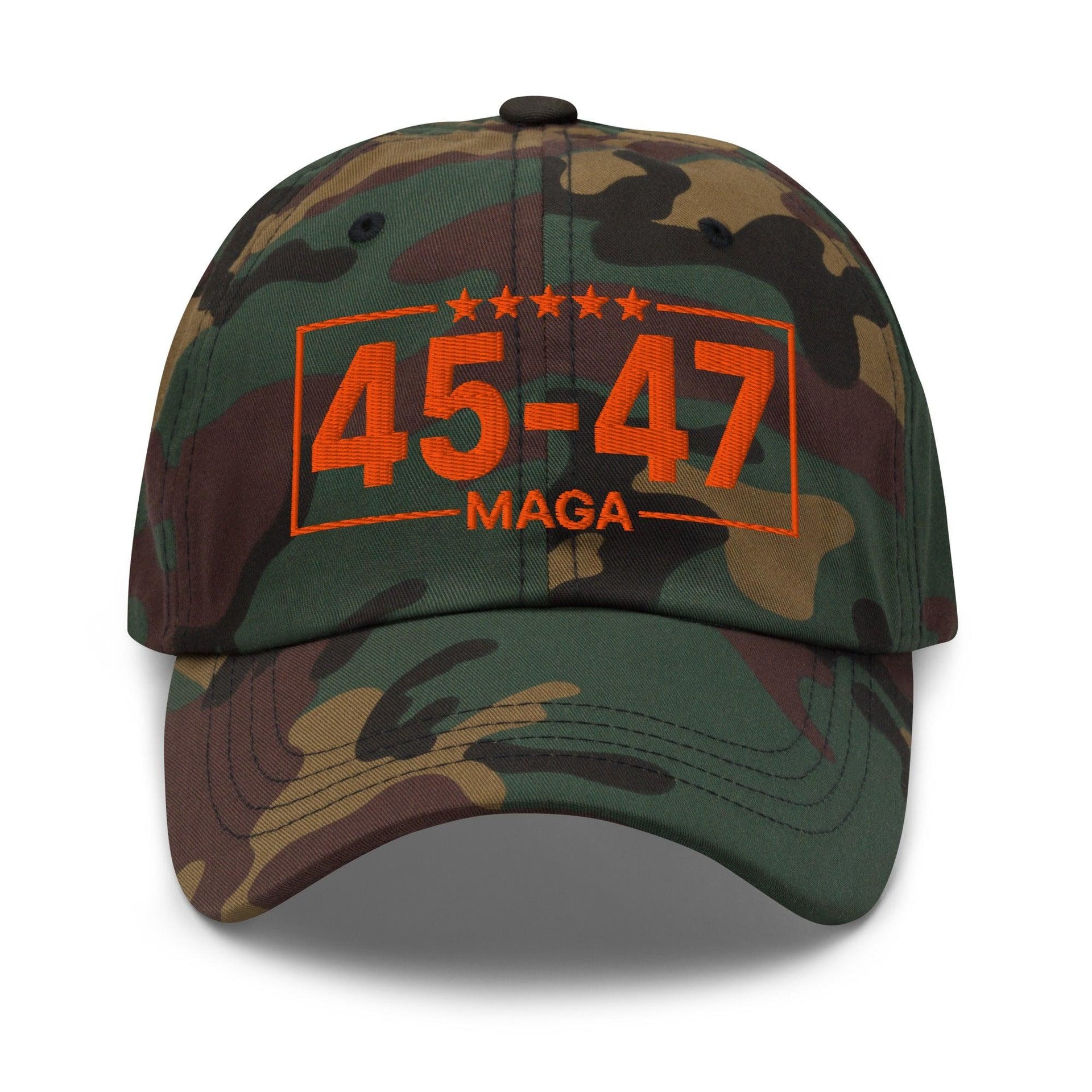 Trump 45-47 MAGA Embroidered Dad Hat Green Camo Capital Crowns Conservative Dad Hats LADs