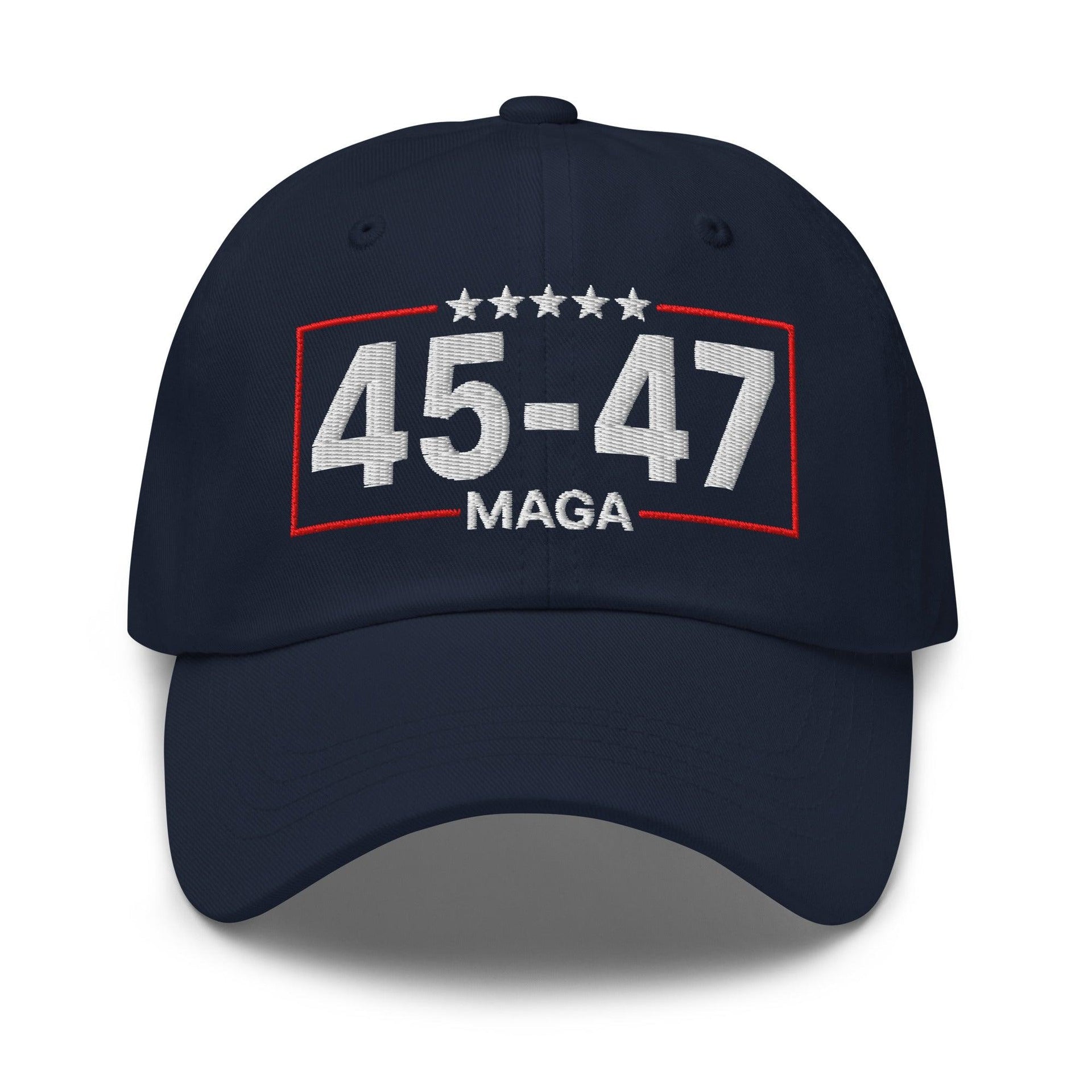 Trump 45-47 MAGA Embroidered Dad Hat Navy Capital Crowns Conservative Dad Hats LADs