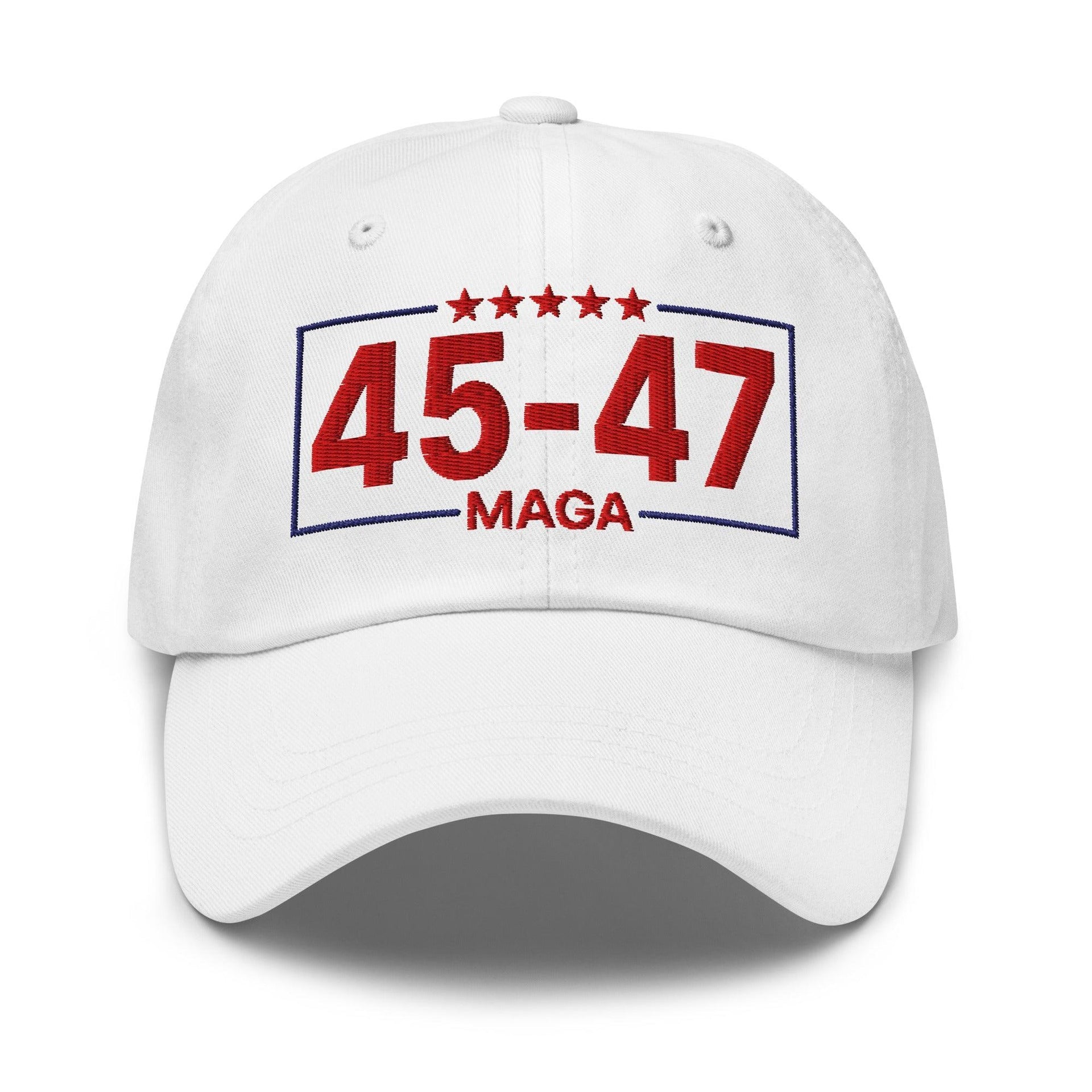 Trump 45-47 MAGA Embroidered Dad Hat White Capital Crowns Conservative Dad Hats LADs