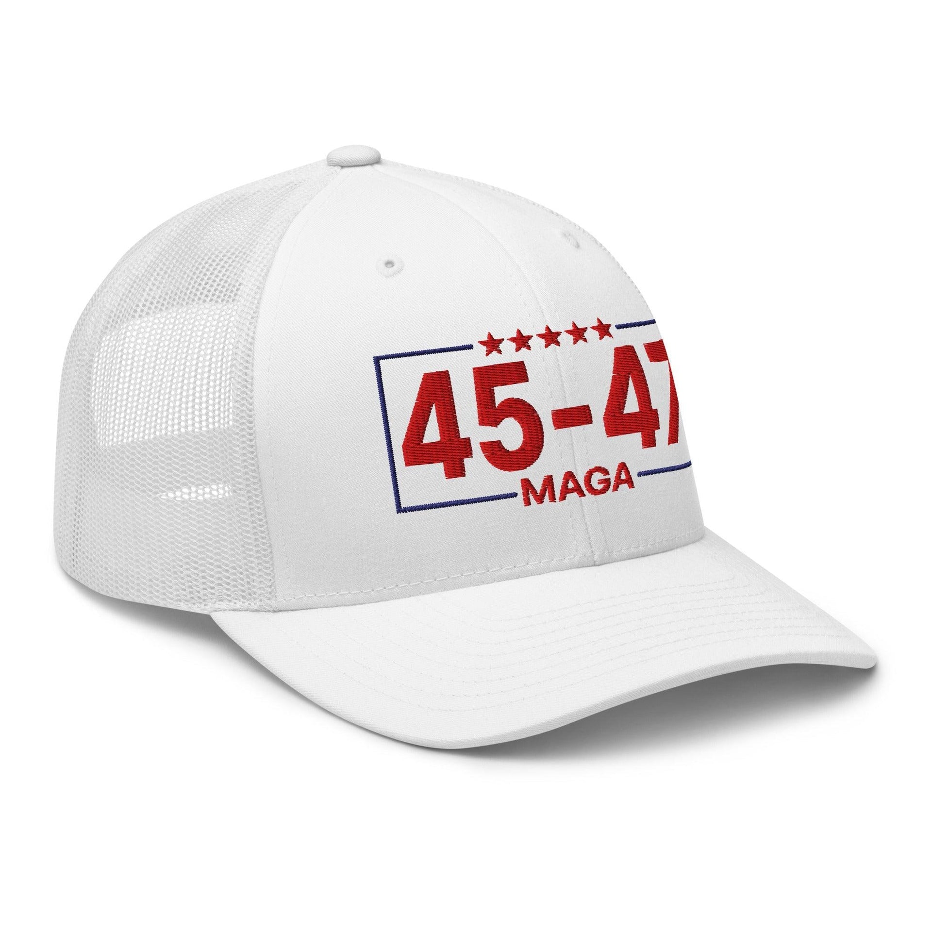 Trump 45-47 MAGA Embroidered Mesh Trucker Hat Capital Crowns Conservative LADs Trucker Hats