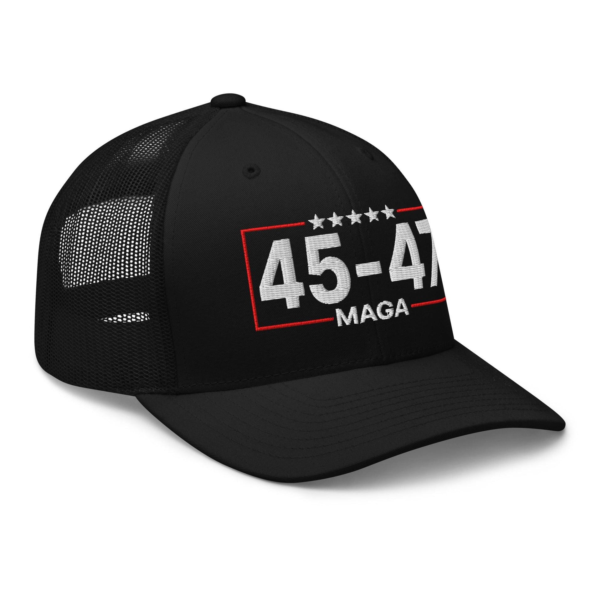 Trump 45-47 MAGA Embroidered Mesh Trucker Hat Capital Crowns Conservative LADs Trucker Hats