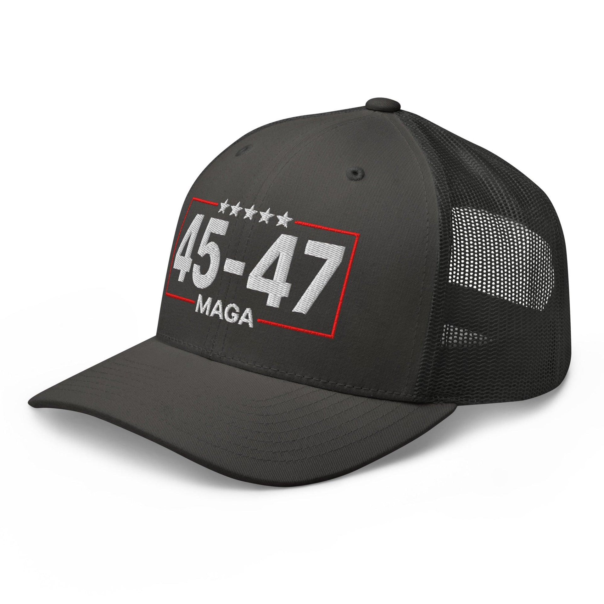 Trump 45-47 MAGA Embroidered Mesh Trucker Hat Capital Crowns Conservative LADs Trucker Hats